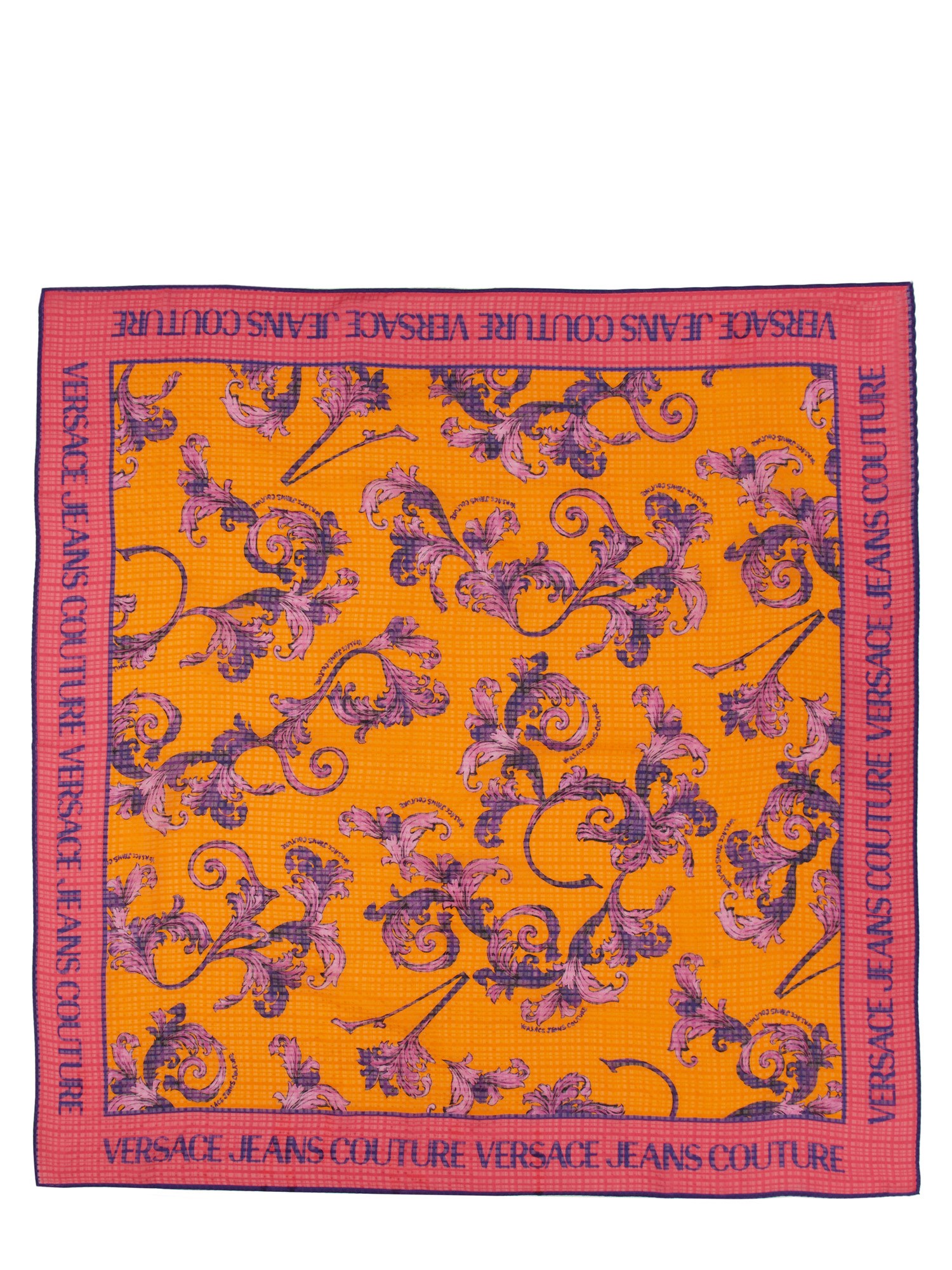 Versace Jeans Couture Floral Print Silk Scarf In Multicolour