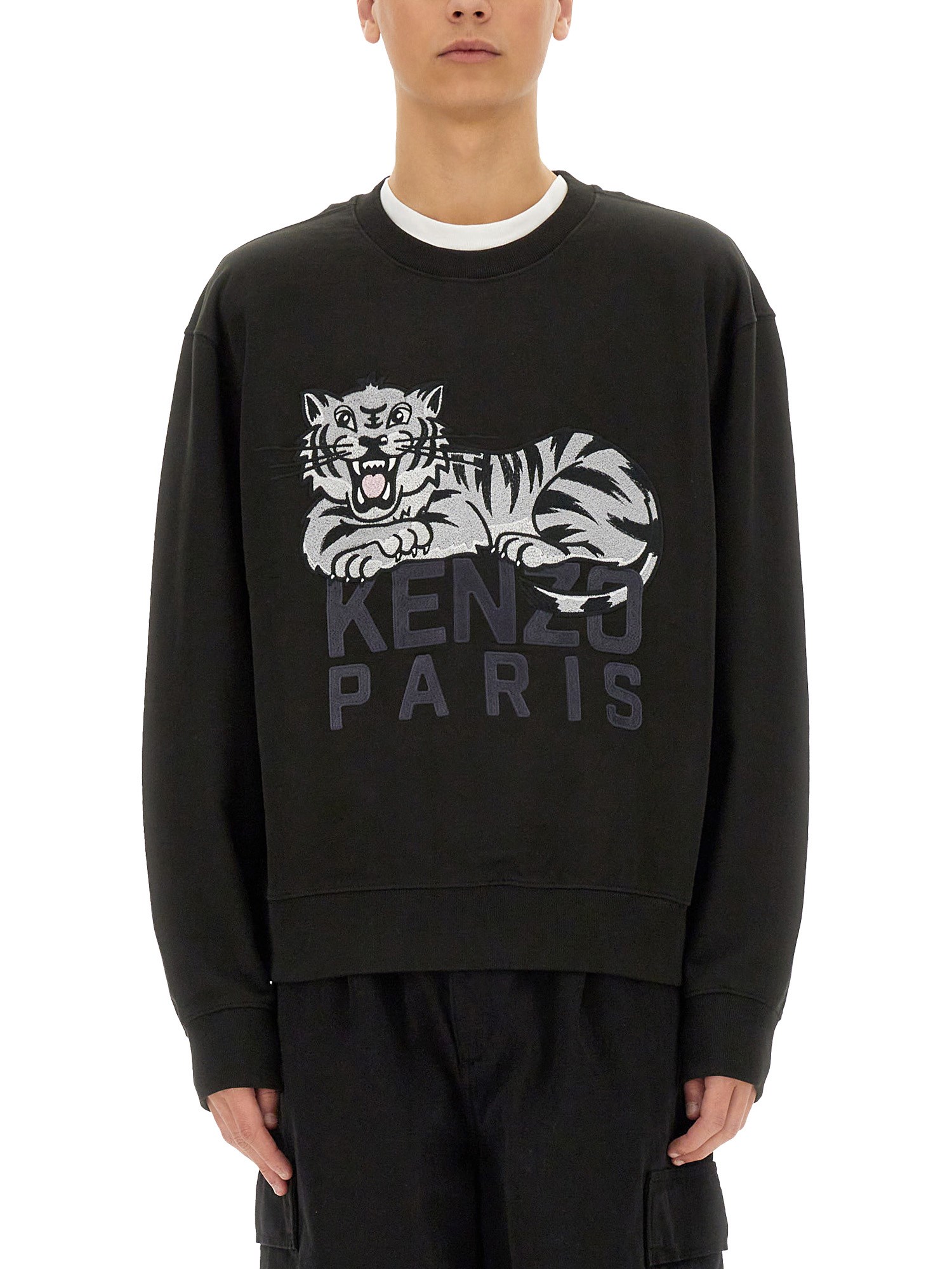 Kenzo "happy Tiger" Sweatshirt In Black