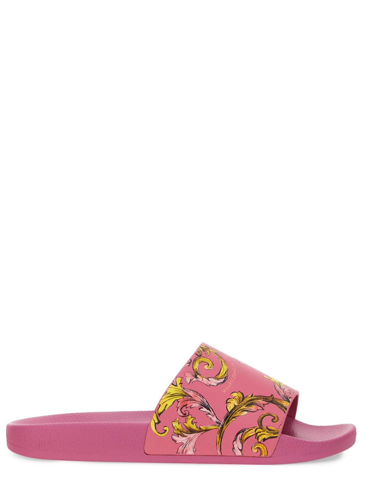 Shop Versace Jeans Couture Slide Sandal With Logo In Pink