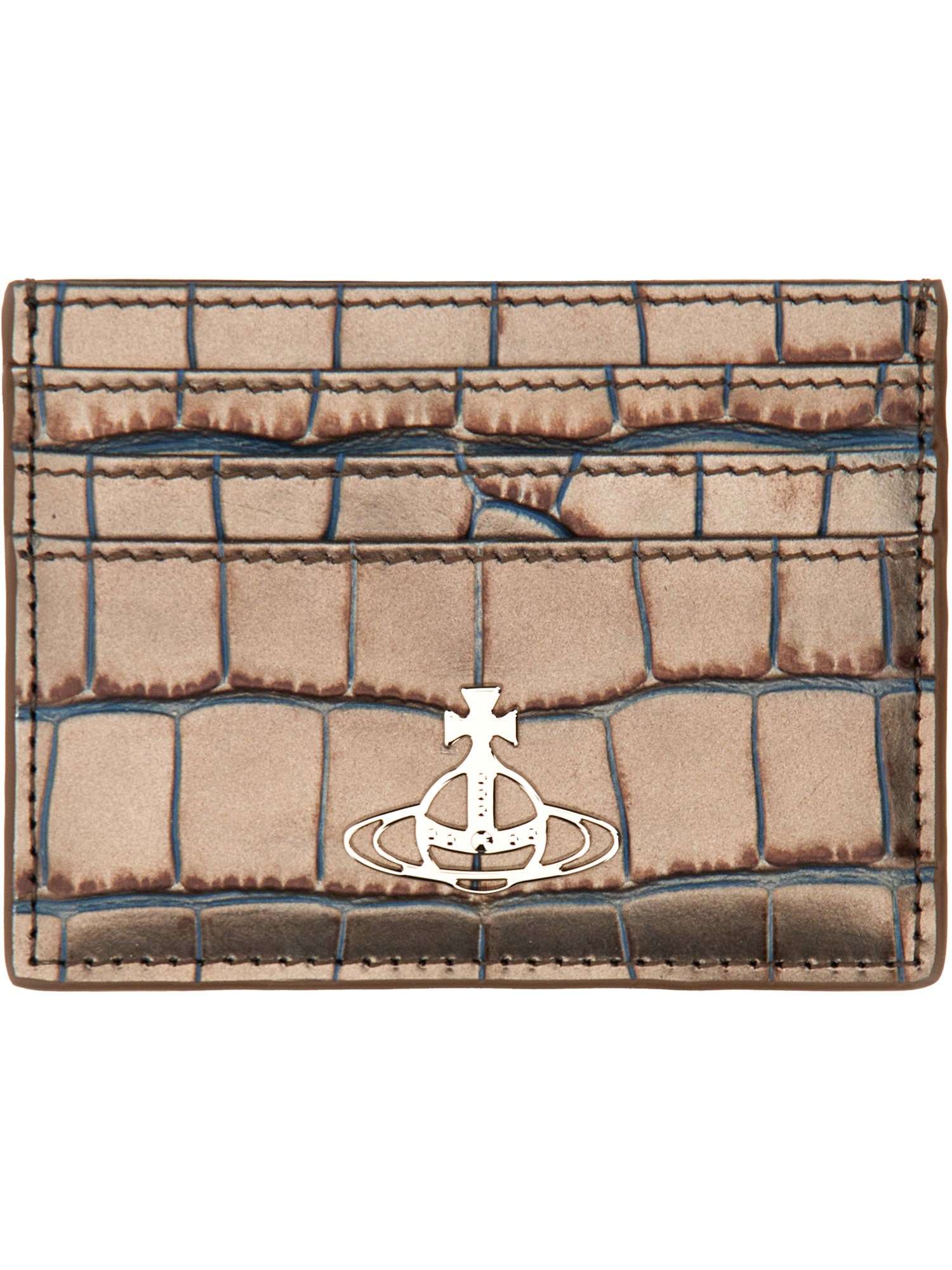 Vivienne Westwood Orb Plaque Embossed Card Holder In Military Green