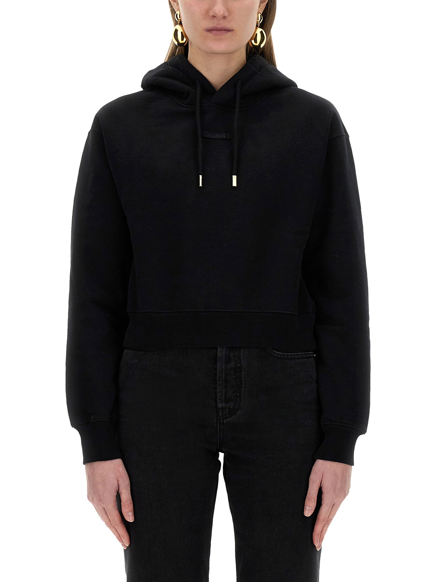 Jacquemus The Sweatshirt With Grosgrain Hood In Black