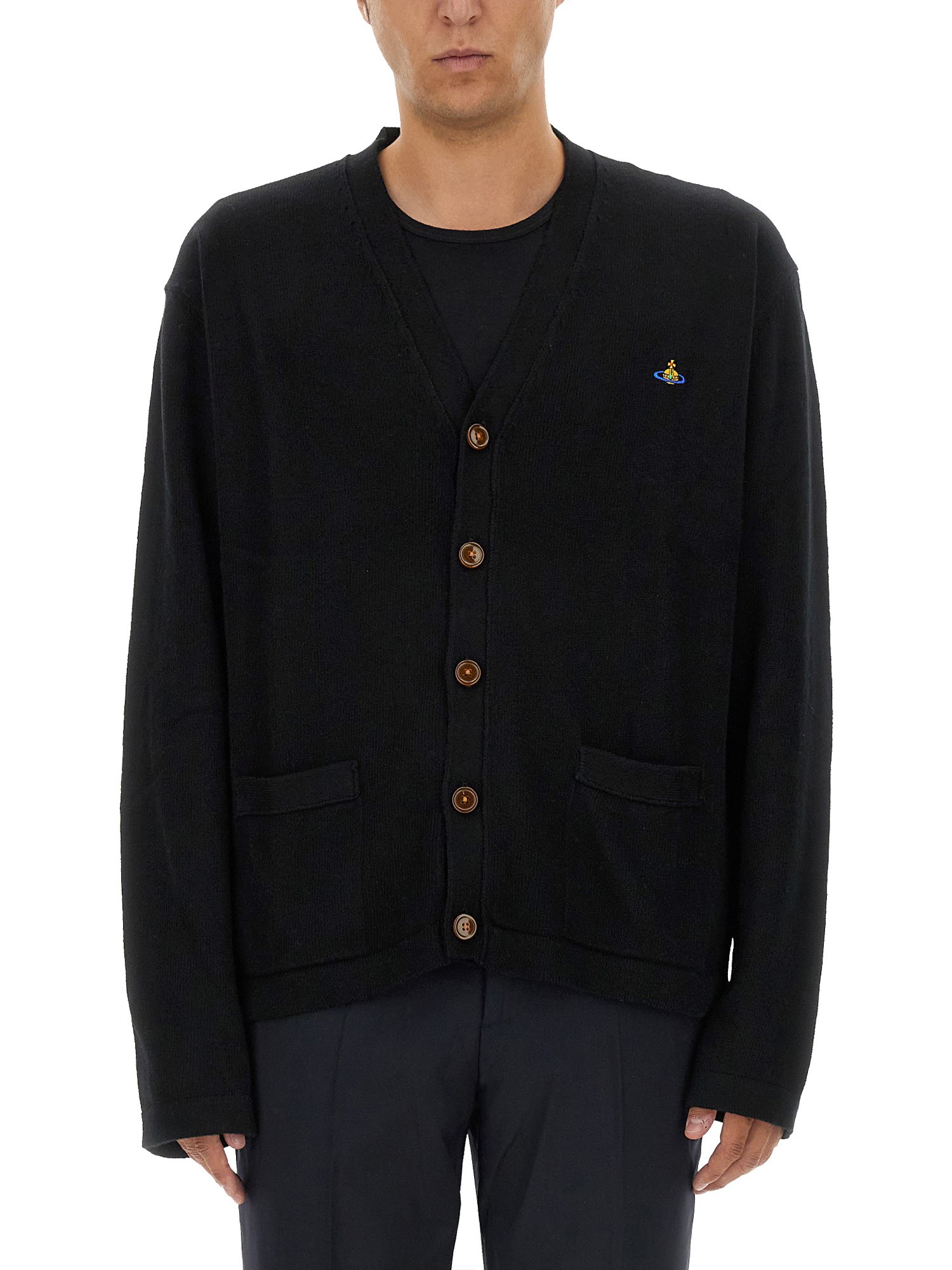 Vivienne Westwood Cardigan With Logo In Black