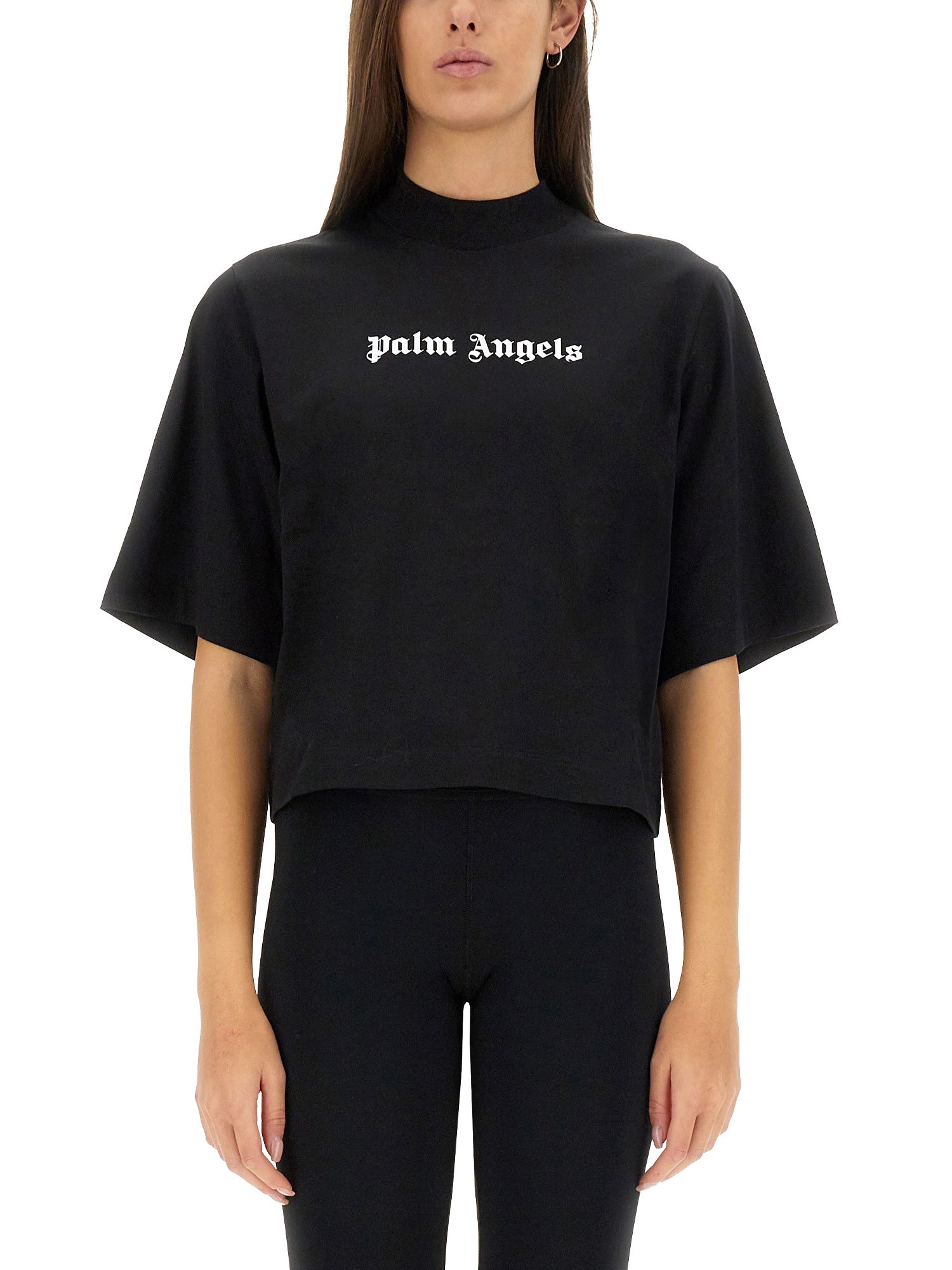Palm Angels Logo Loose T-shirt Black In Black