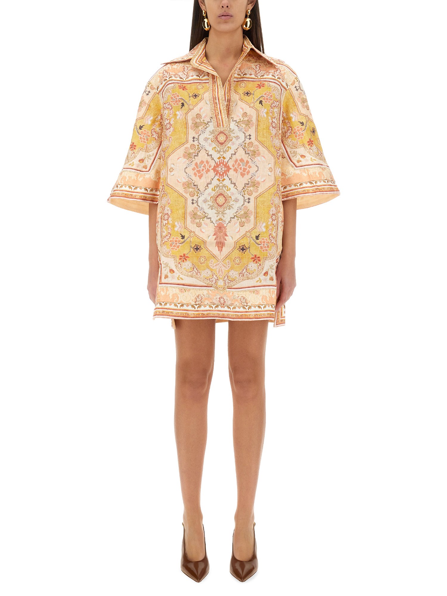 Zimmermann Wylie Printed Linen Tunic In Multicolour