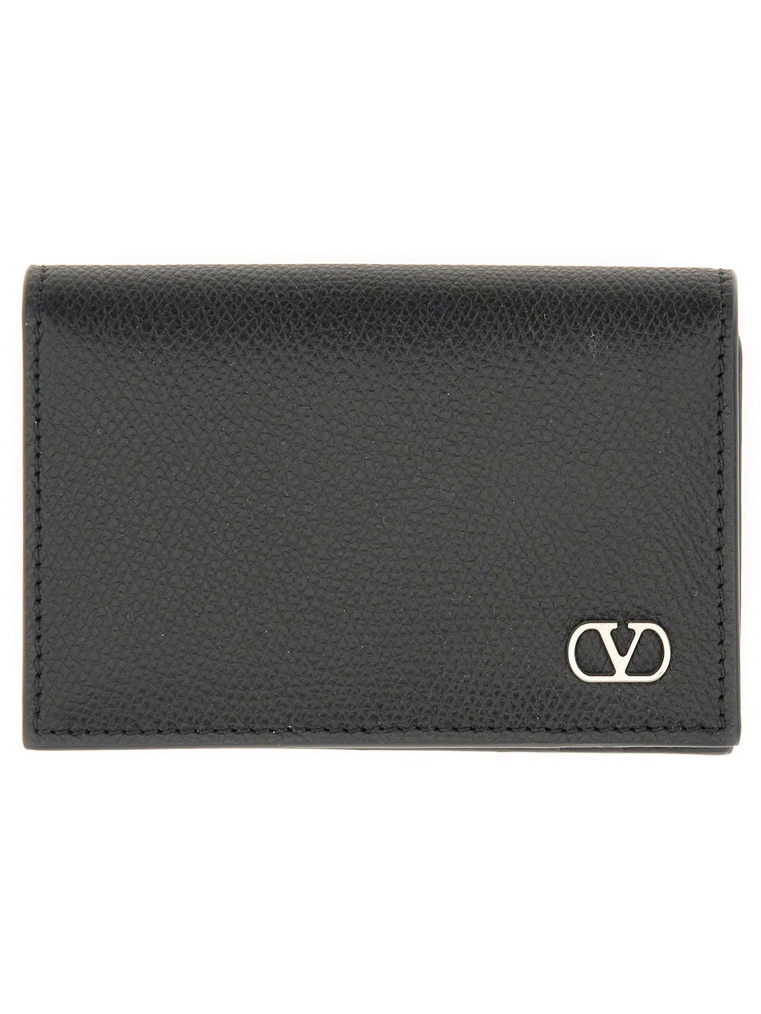 Valentino Snap Button Logo Cardholder Wallet In Black