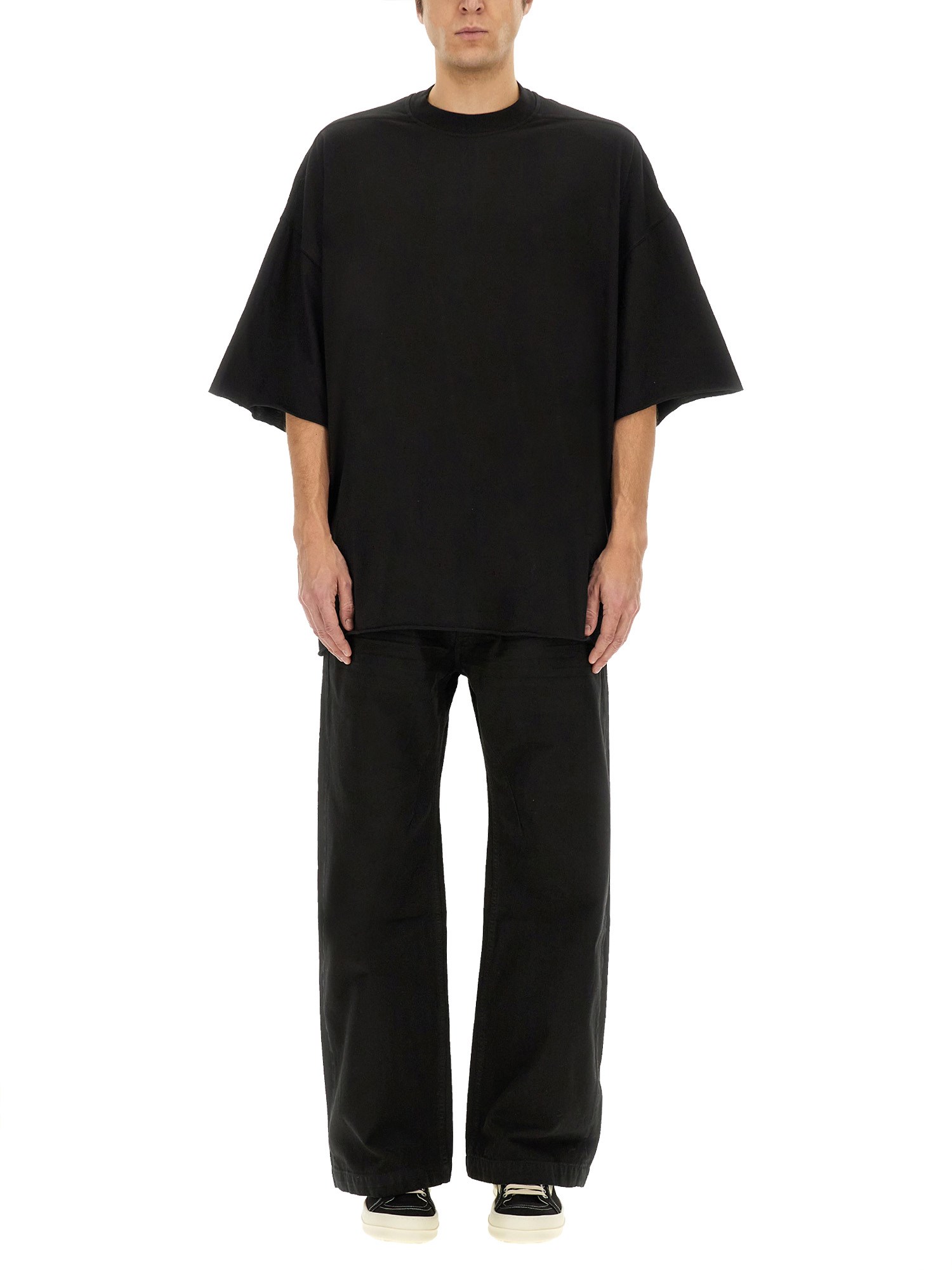 Rick Owens Drkshdw Drkshdw By Rick Owens Oversized Cotton T-shirt With Geometric Design And Relaxed Fit In Black