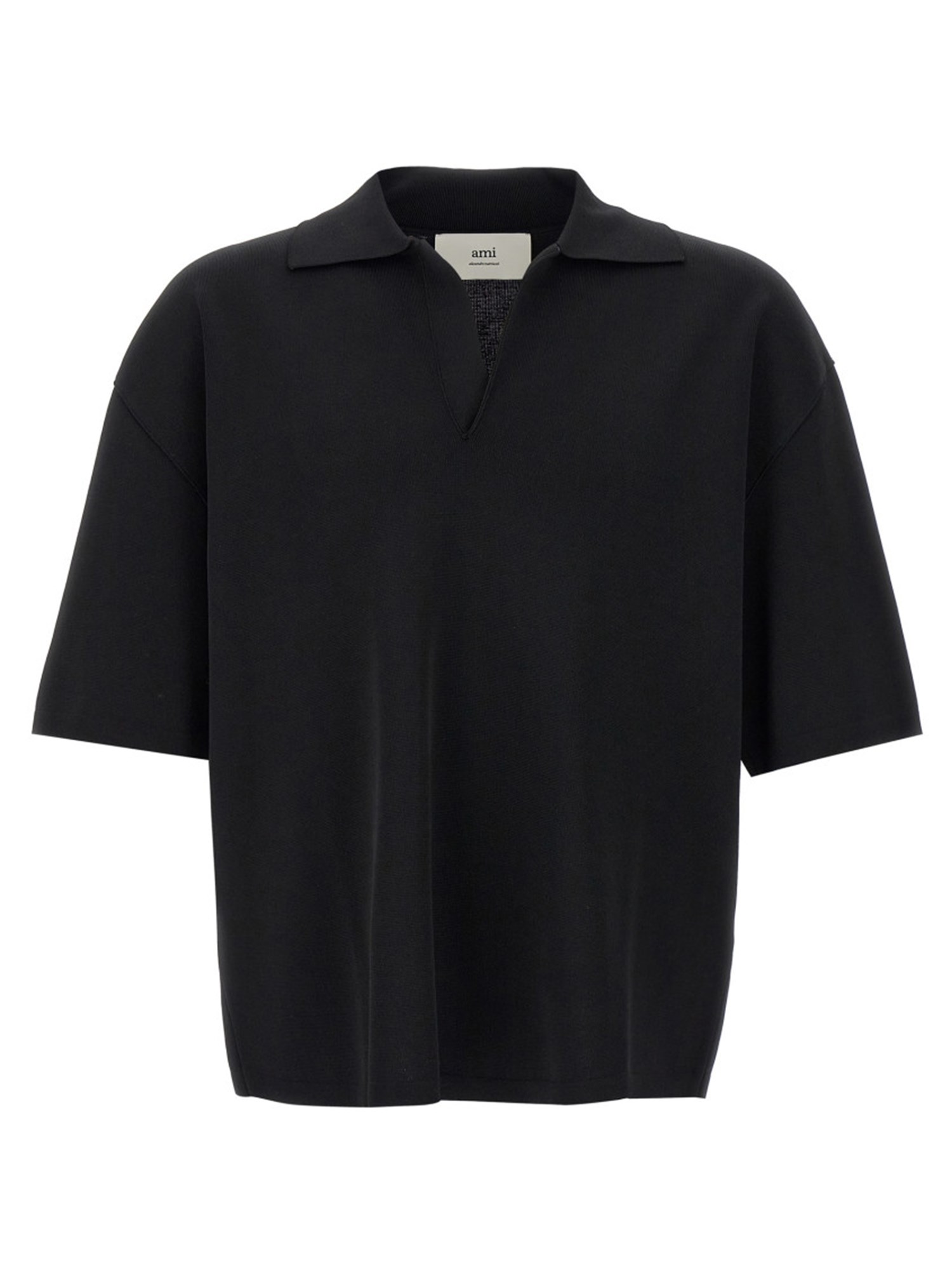Ami Alexandre Mattiussi Ami Paris Women V-neck Polo Shirt In Black