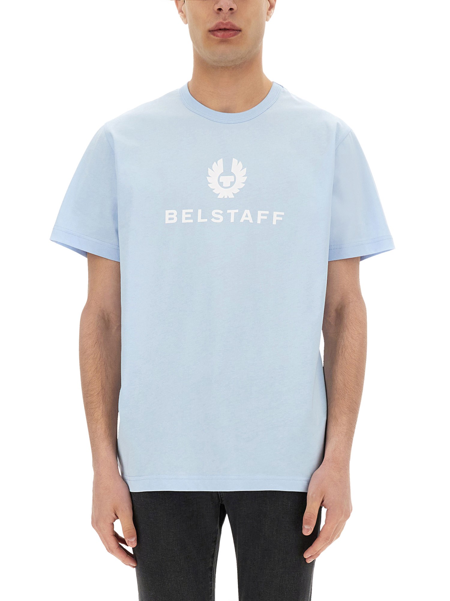 Belstaff Man T-shirt Sky Blue Size Xl Cotton In Blue