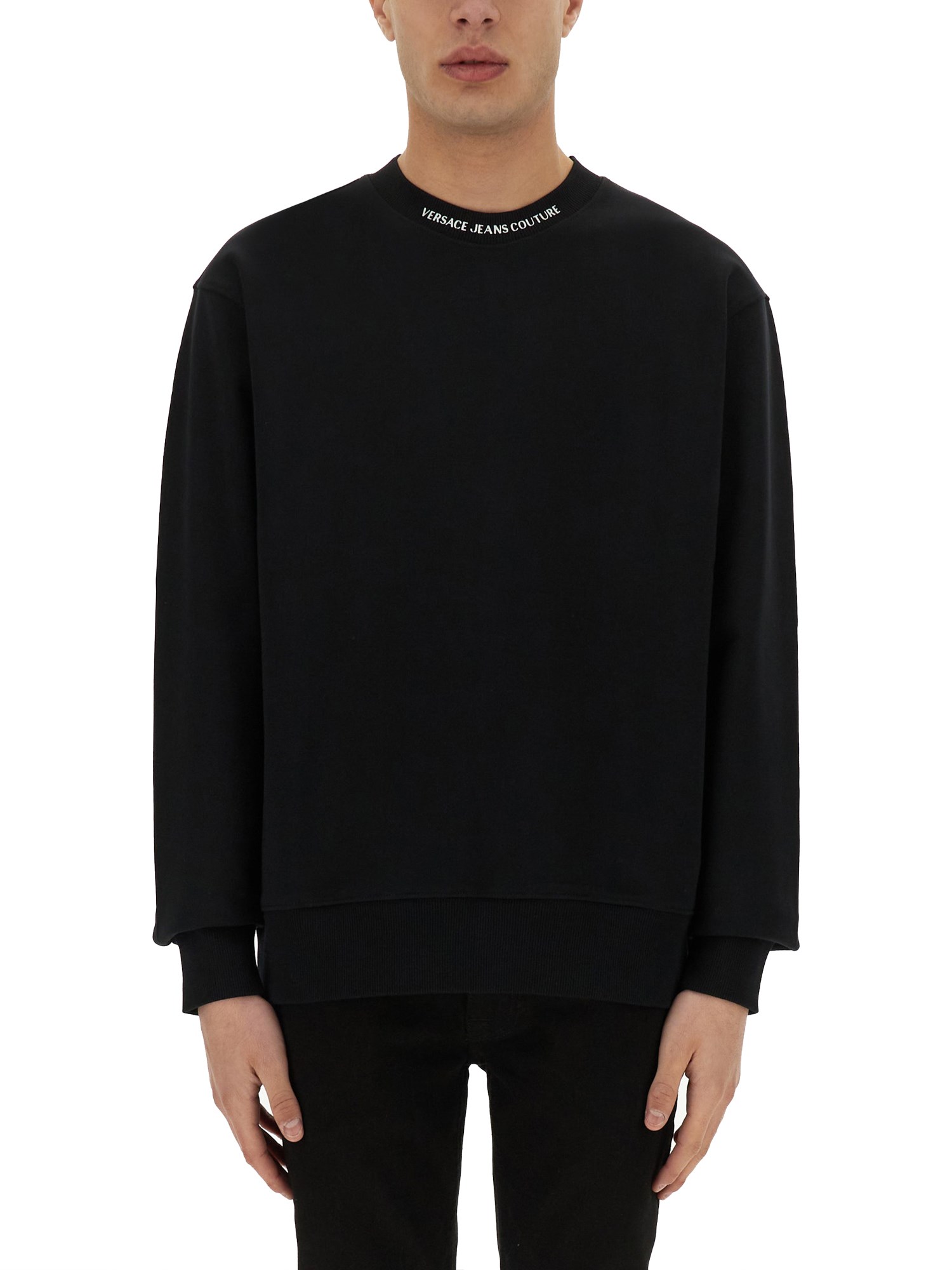 VERSACE JEANS COUTURE SWEATSHIRT WITH LOGO ON THE COLLAR 