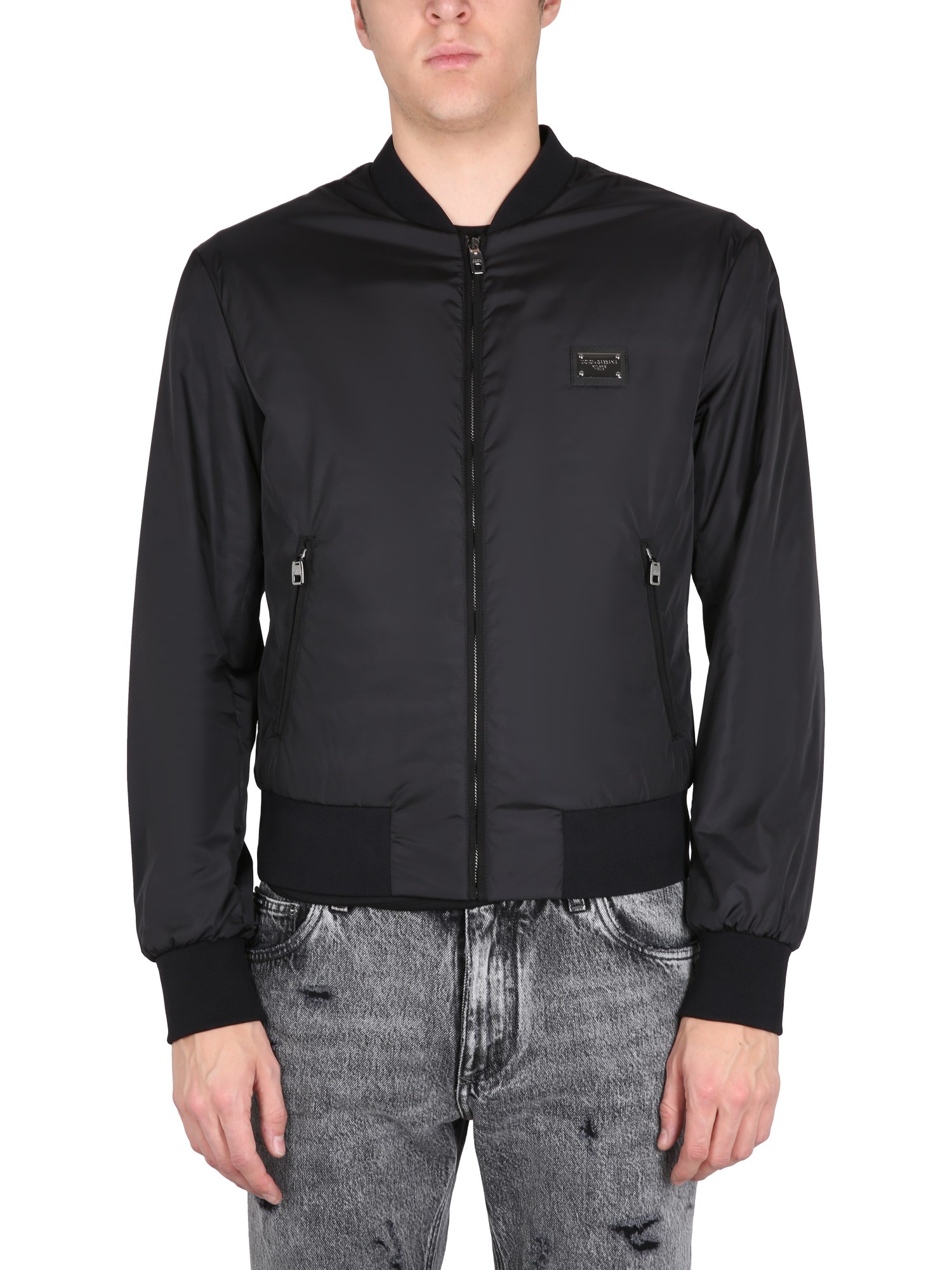 Dolce & Gabbana Jacket With Logo Plaque In Black