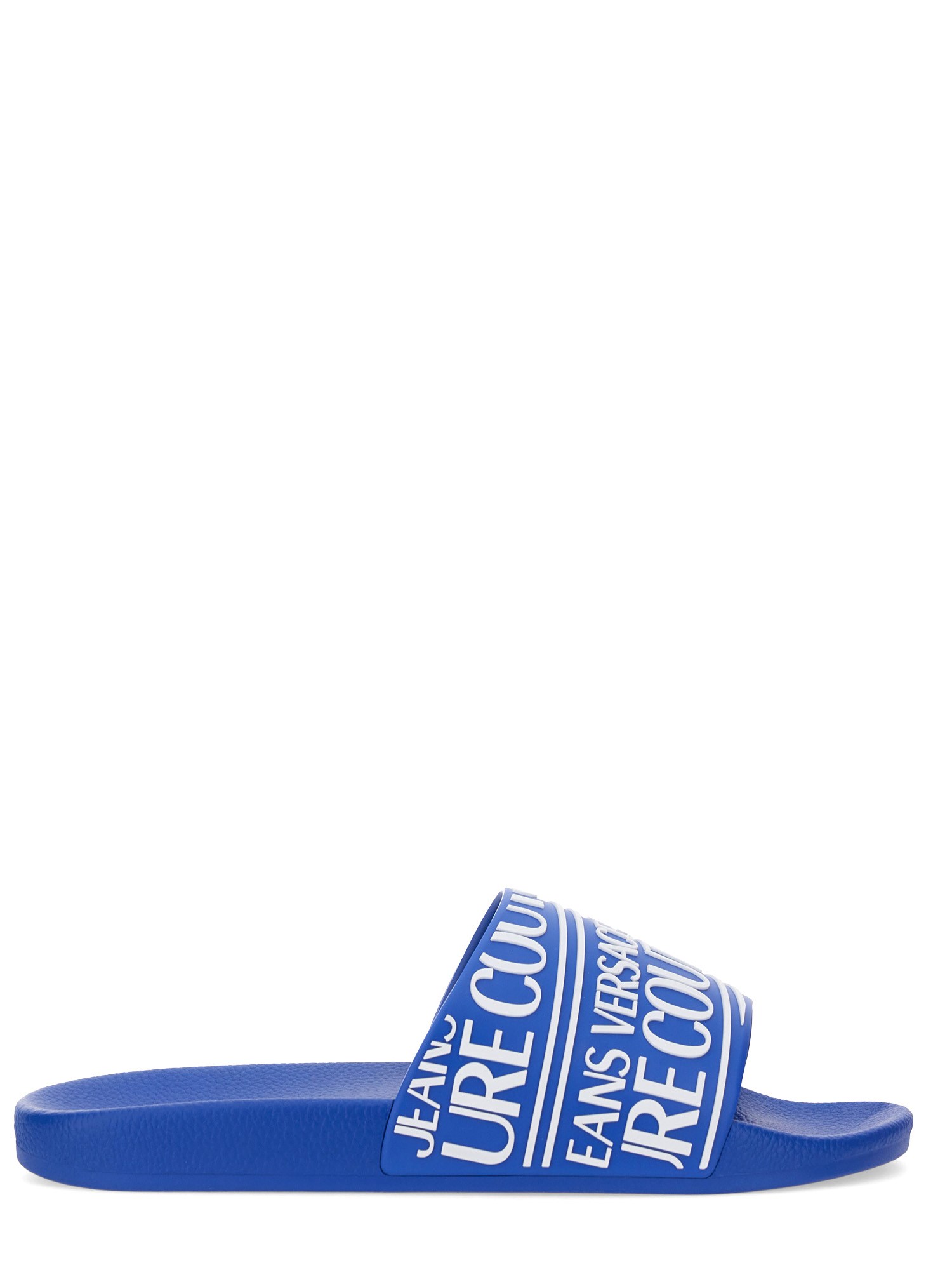 Shop Versace Jeans Couture Sandal With Logo In Blue