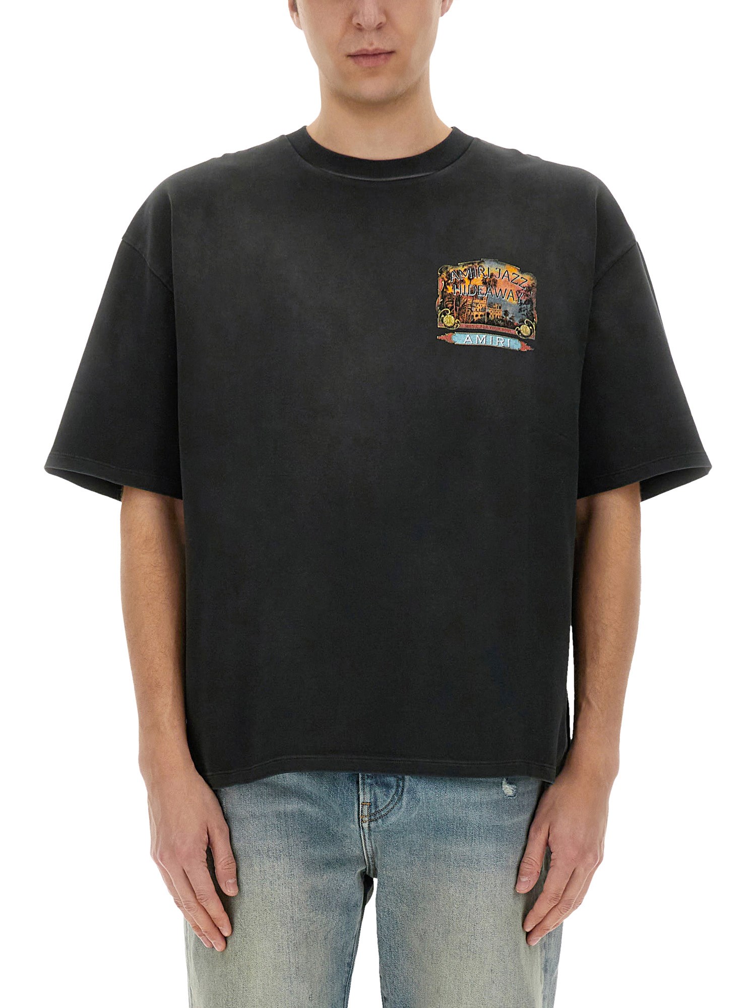 Amiri Jazz Hideaway Logo-print Cotton T-shirt In Black