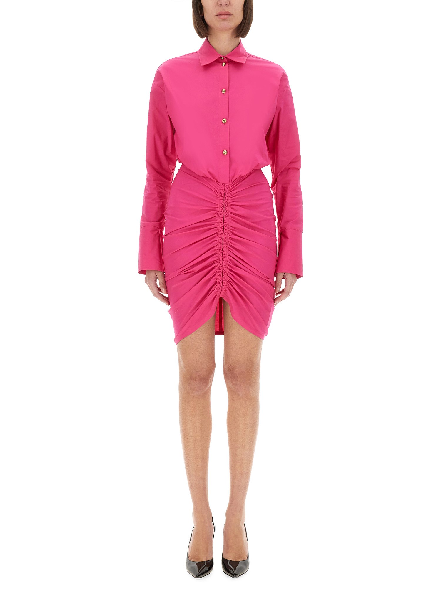 Versace Jeans Couture Chemisier Dress With Ruffles In Pink