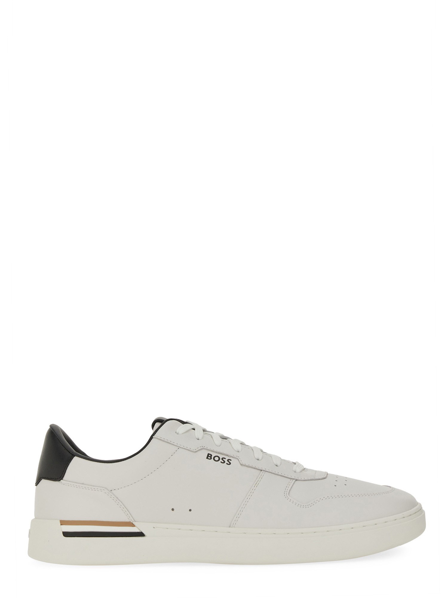 Hugo Boss White Lace-up Sneakers With Preformed Sole And Branded Leather Upper In White