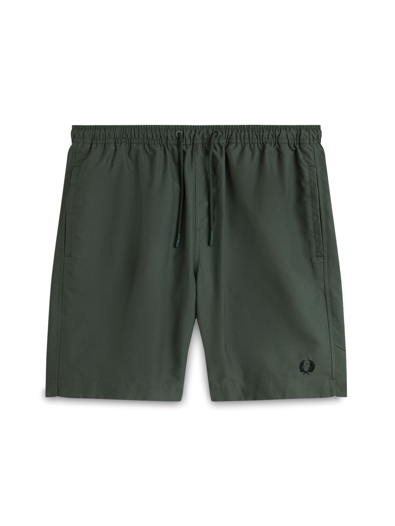 Fred Perry Elastic Waistband Swim Shorts With Back Pocket In Green