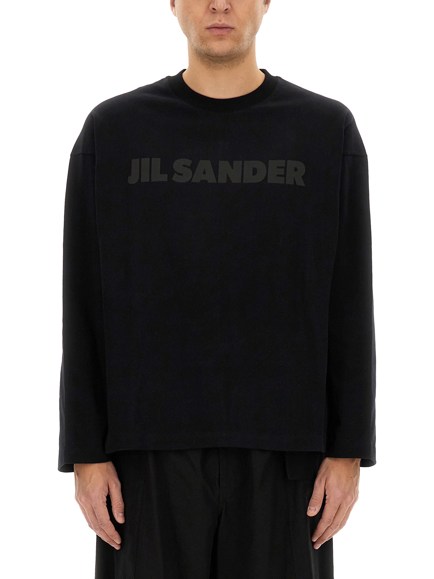 Jil Sander Relaxed-fit Cotton T-shirt With Tonal Logo Print In Black