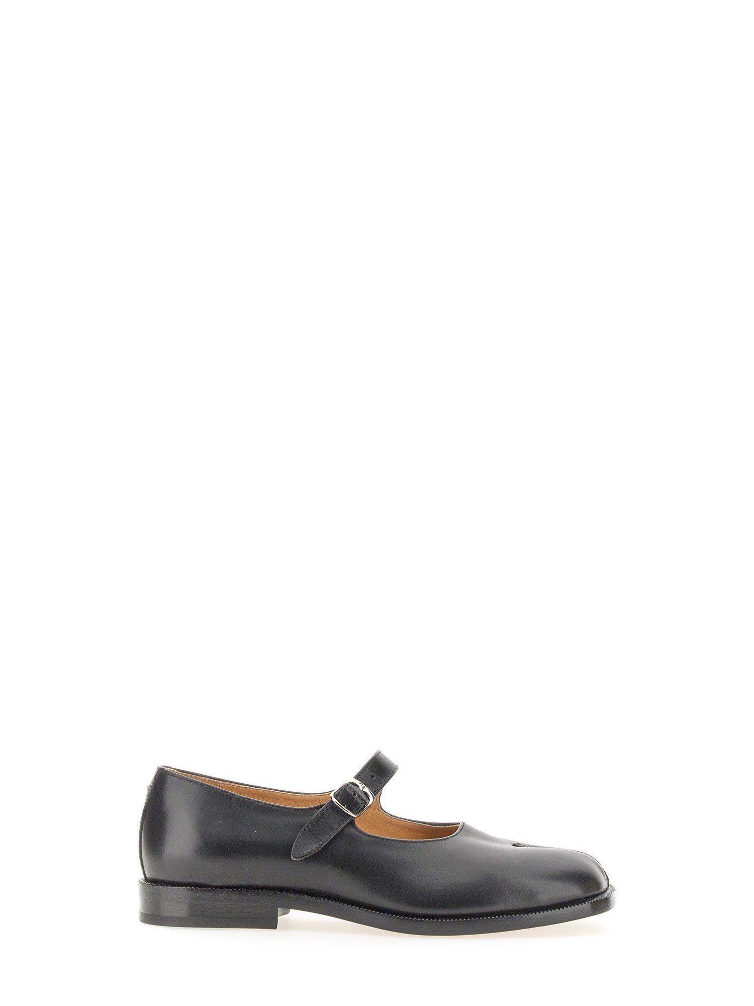 Maison Margiela Bovine Leather Mary Jane Pumps With Sheepskin Detailing And Elegant Buckle Closure In Black