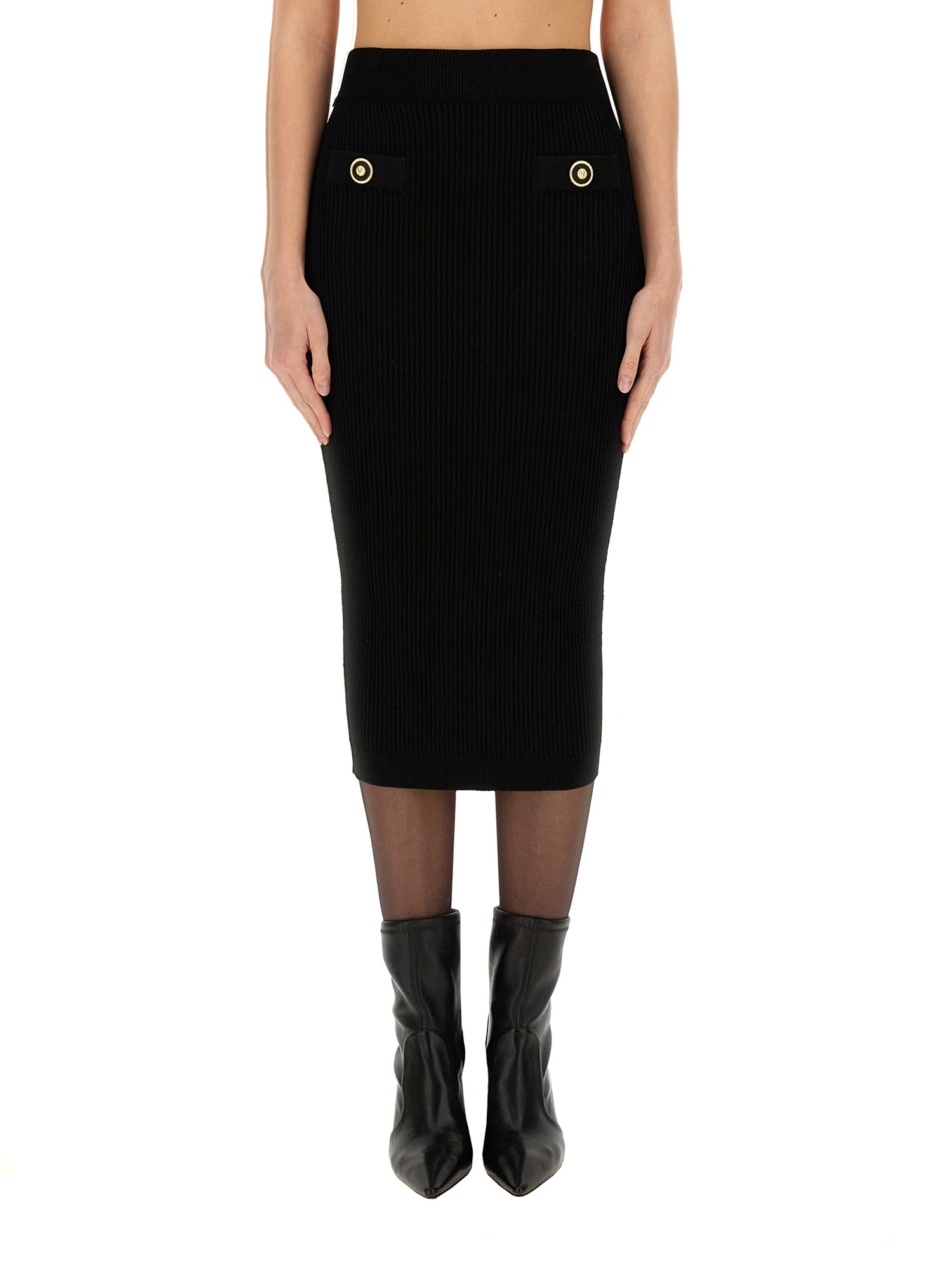 BALMAIN KNITTED MIDI SKIRT 