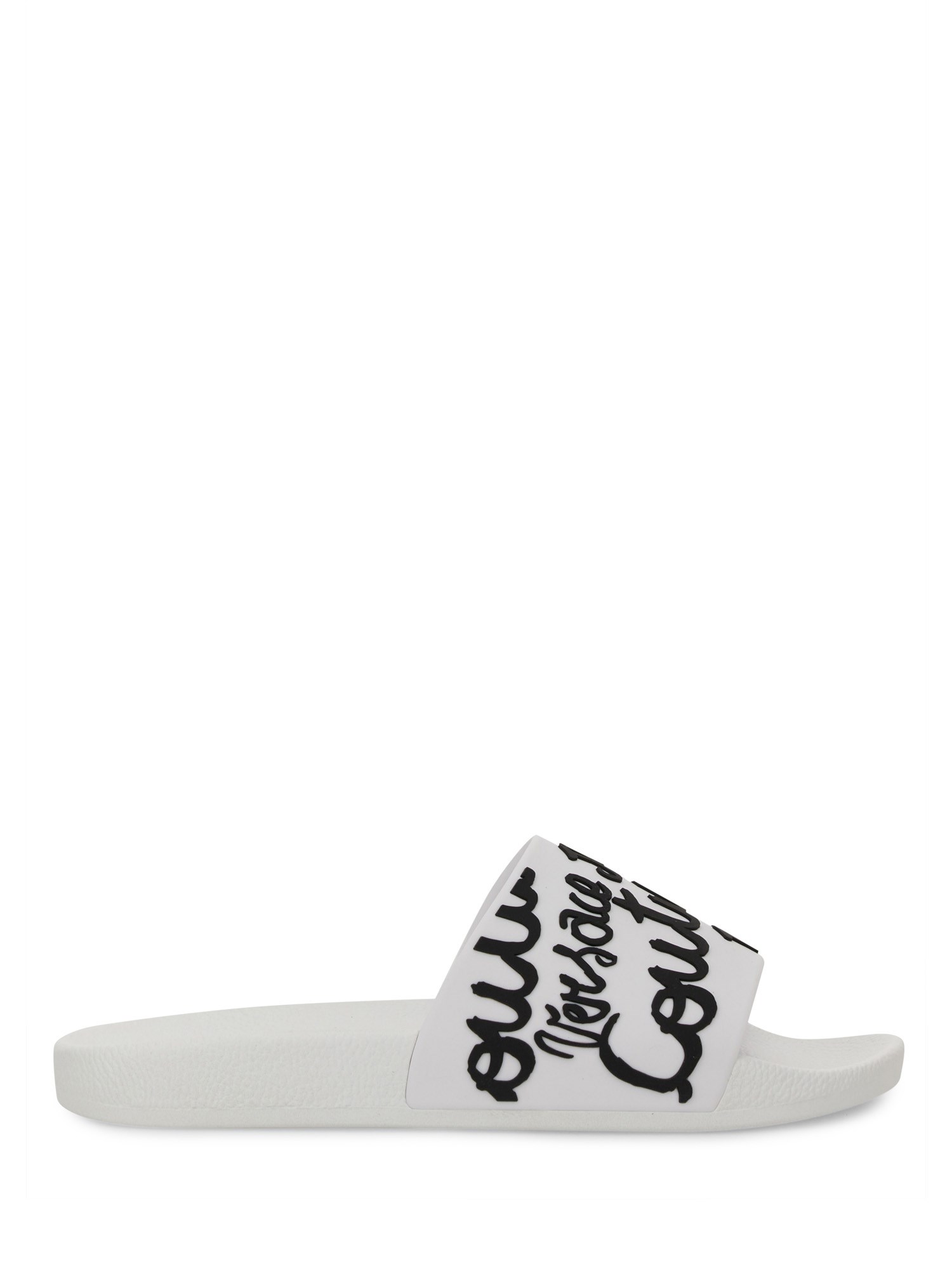 Versace Jeans Couture Slide Sandal With Logo In White