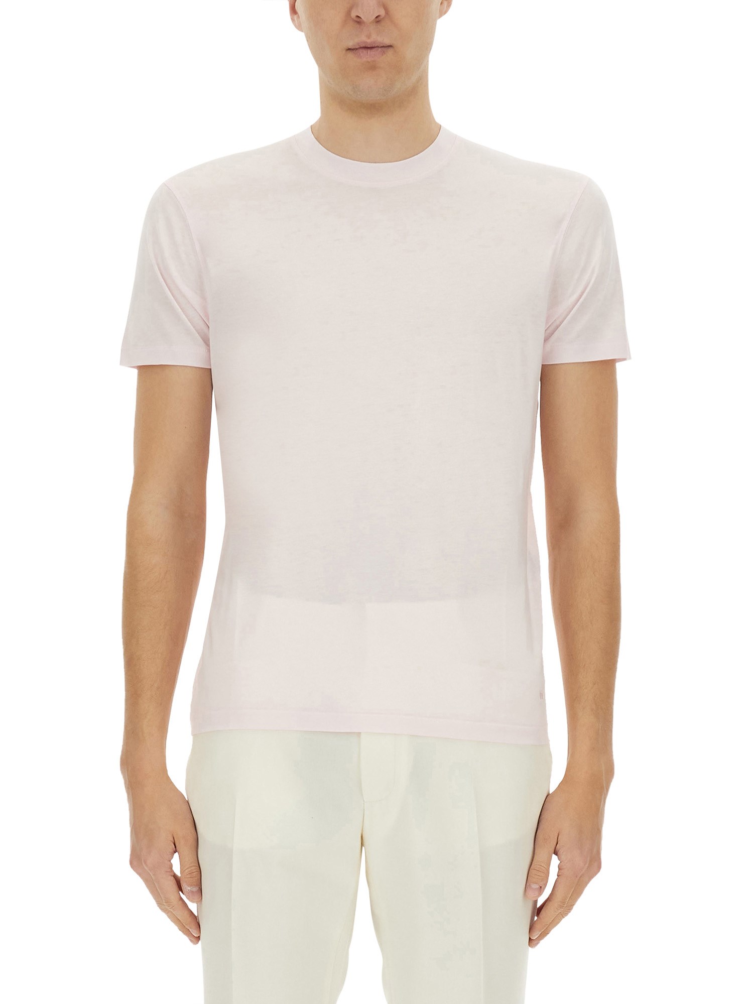 Tom Ford Placed Rib Slim-fit Lyocell And Cotton-blend T-shirt In Pink