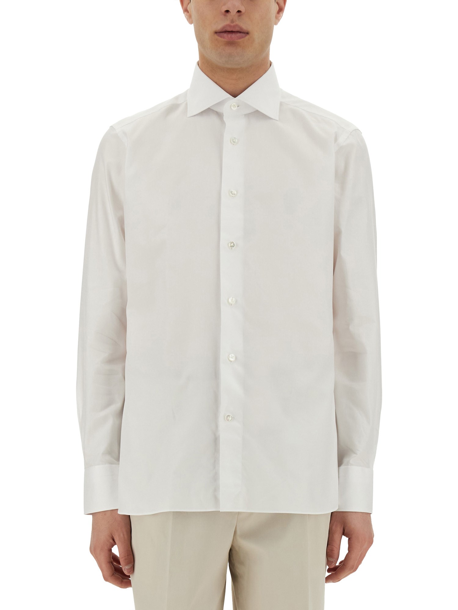 Shop Zegna Trophy Cotton Shirt In Ivory