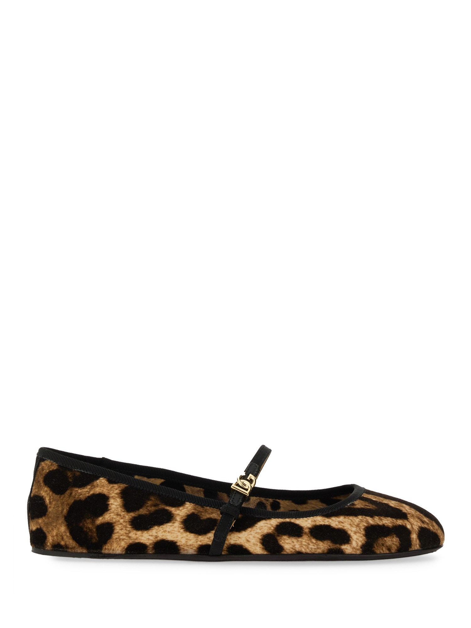 Shop Dolce & Gabbana Velvet Ballerina In Animalier