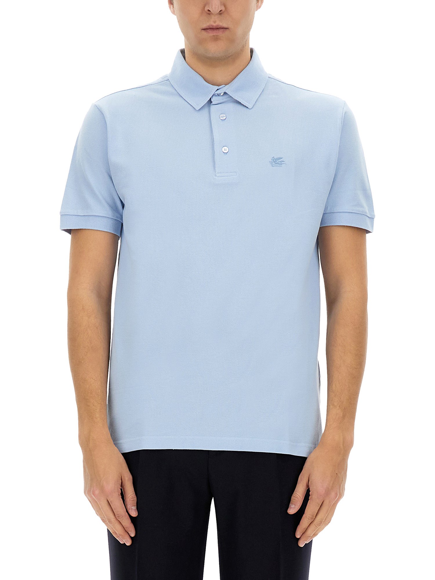 Etro Paisley Jacquard Polo Shirt In Blue