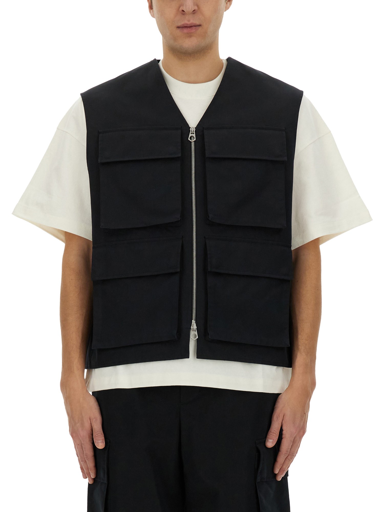 Jil Sander Cargo Vest In Black