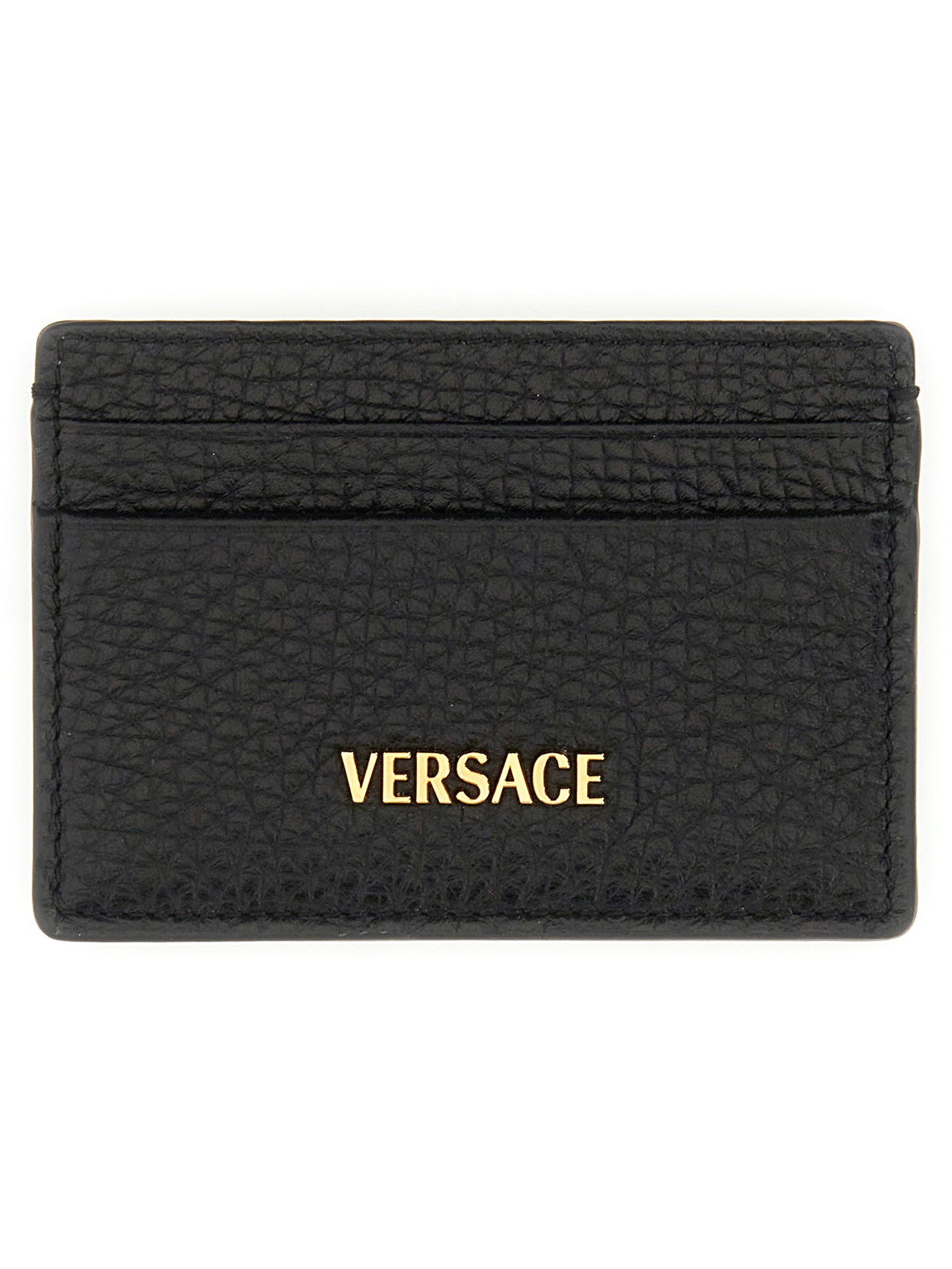 Versace Tag Logo Card Holder In Black