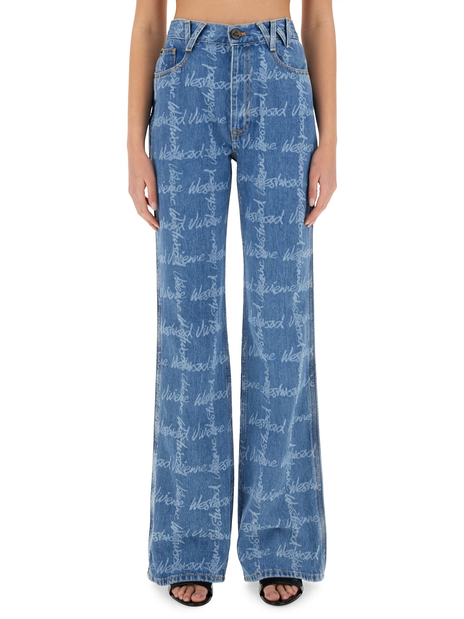 Vivienne Westwood Monogram P Ray Flared Jeans In Denim