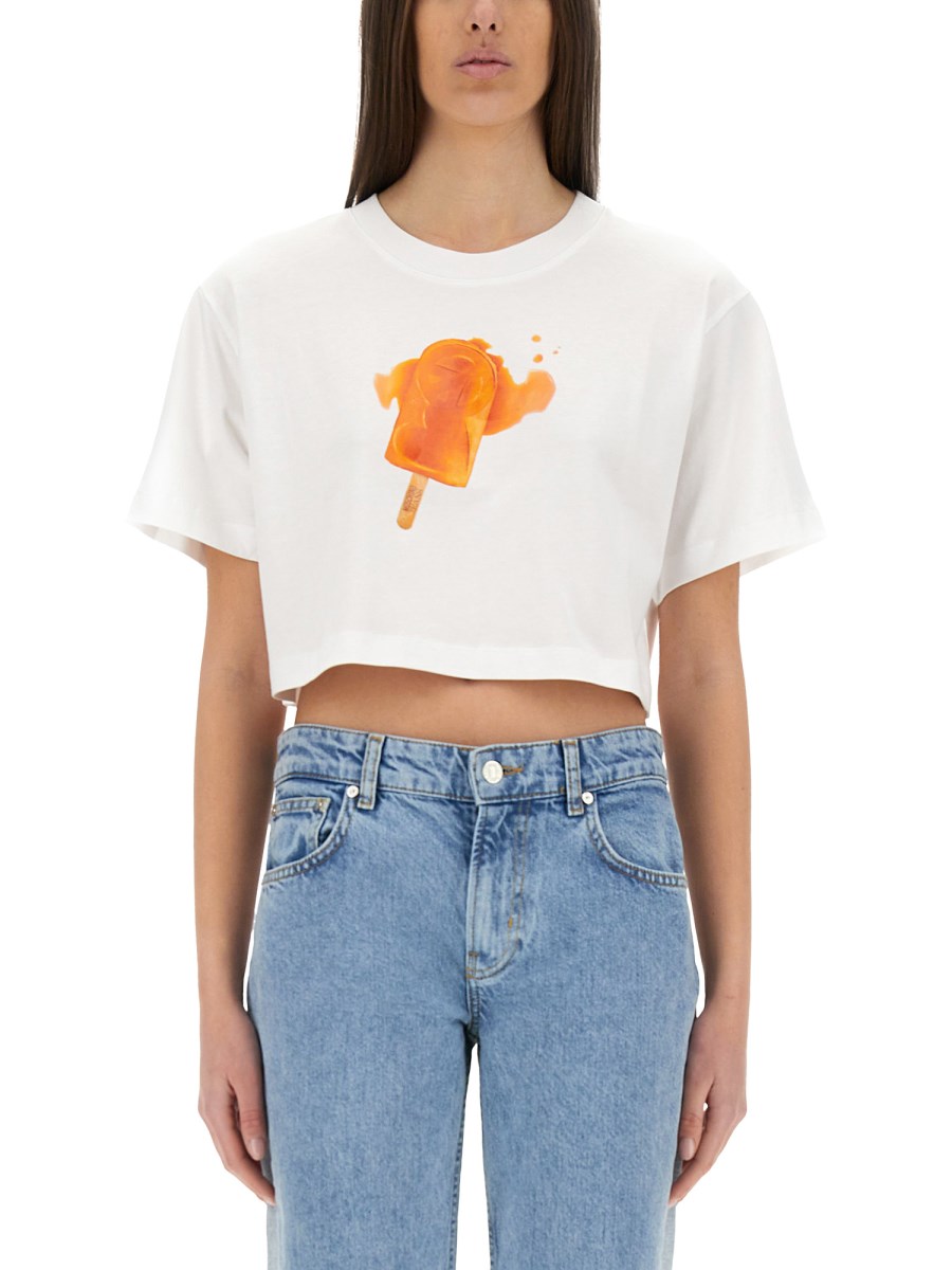 T-SHIRT CROPPED CON STAMPA ICE-CREAM