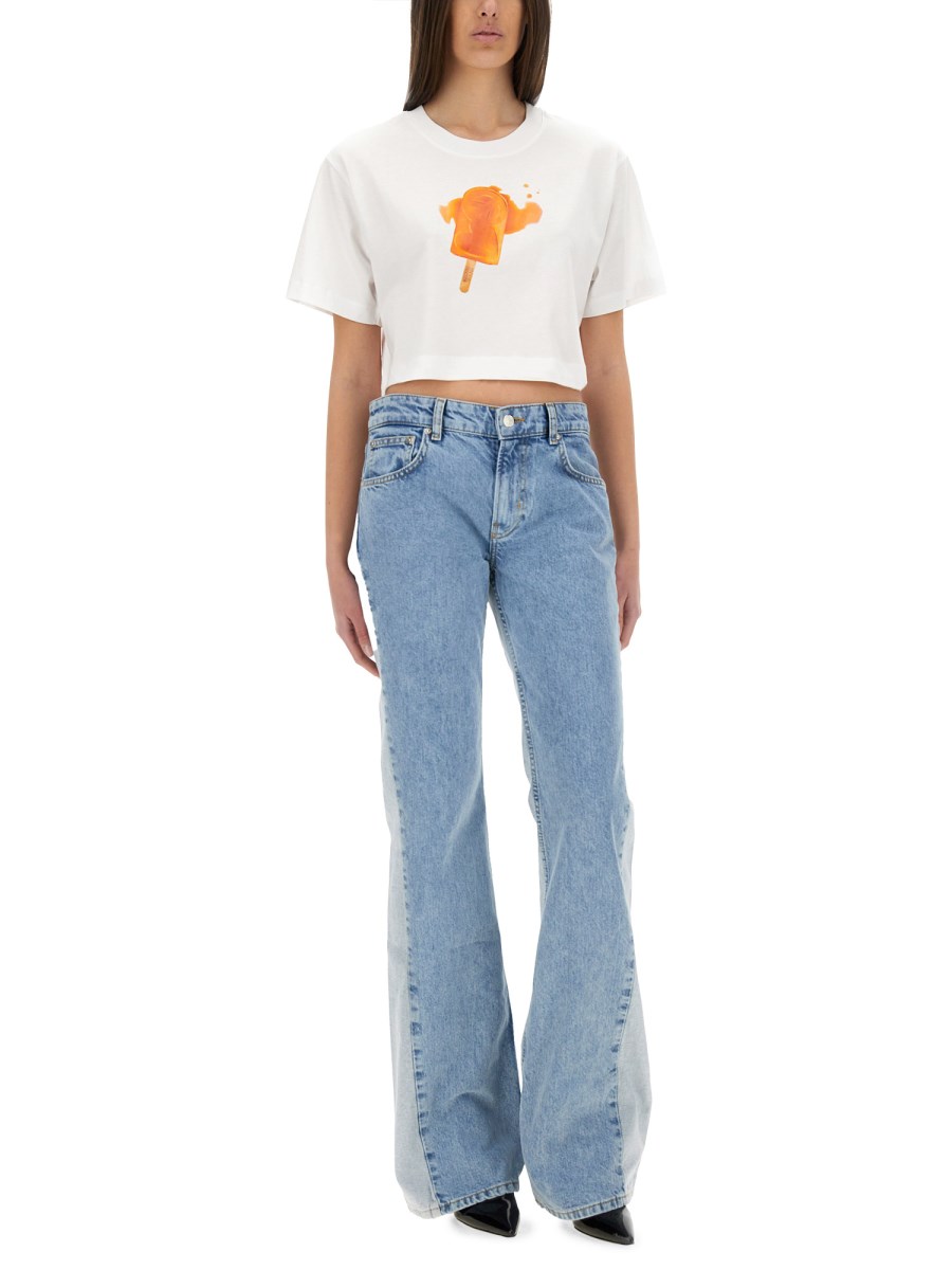 T-SHIRT CROPPED CON STAMPA ICE-CREAM