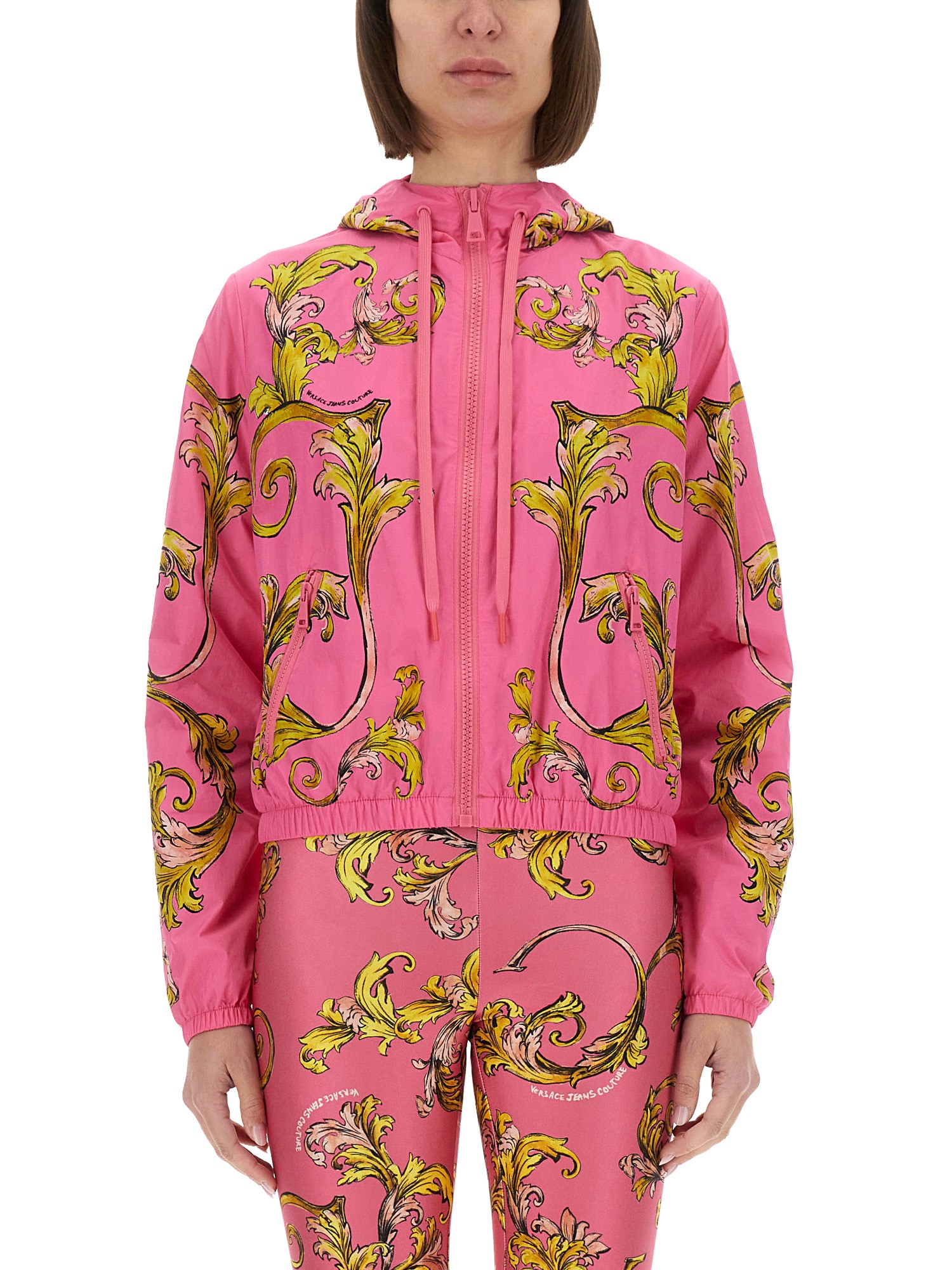 Versace Jeans Couture Outline Baroque Windbreaker In Pink