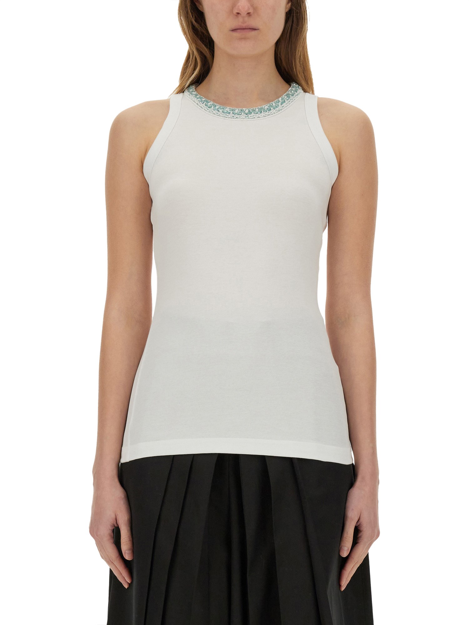 Shop Fabiana Filippi Jersey Tank Top In White