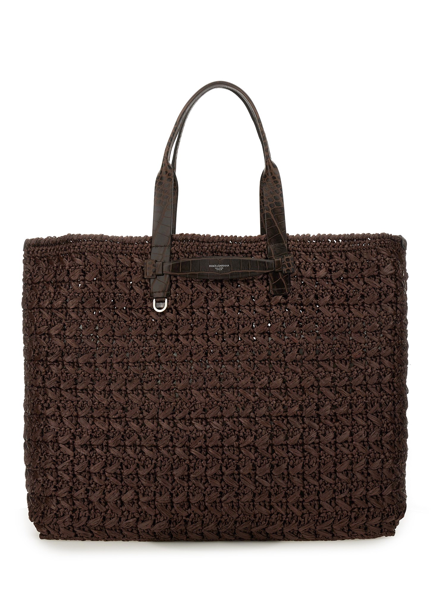 Dolce & Gabbana Crochet Tote Bag Woven Texture In Brown