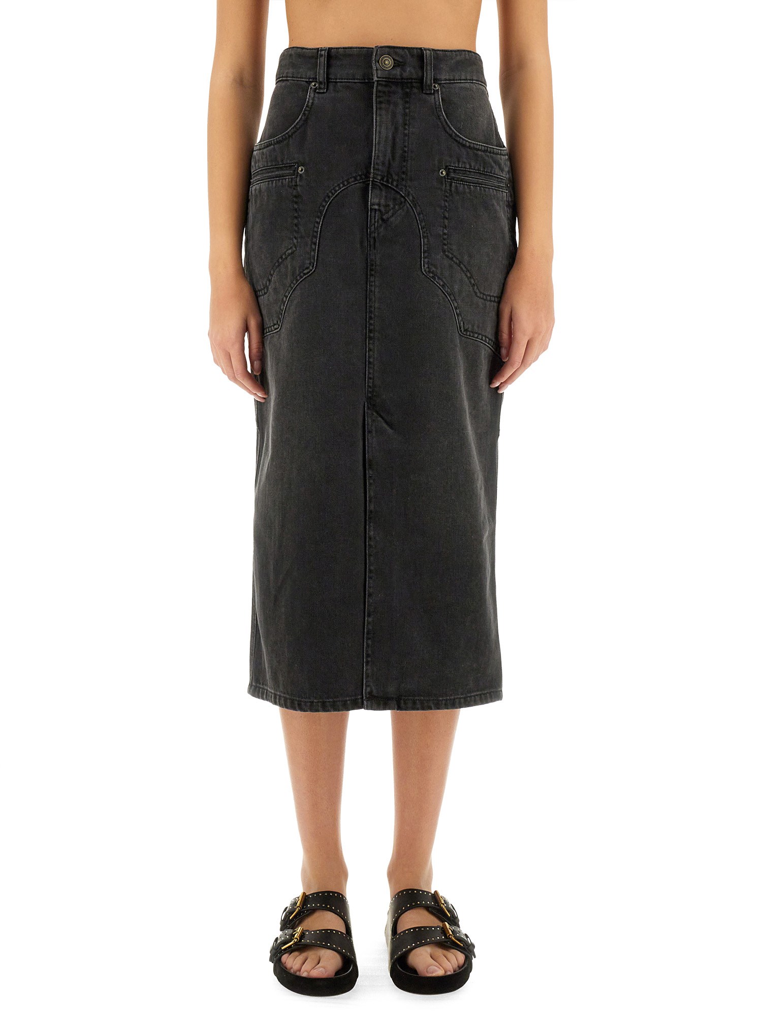 Shop Isabel Marant "britt" Skirt In Black