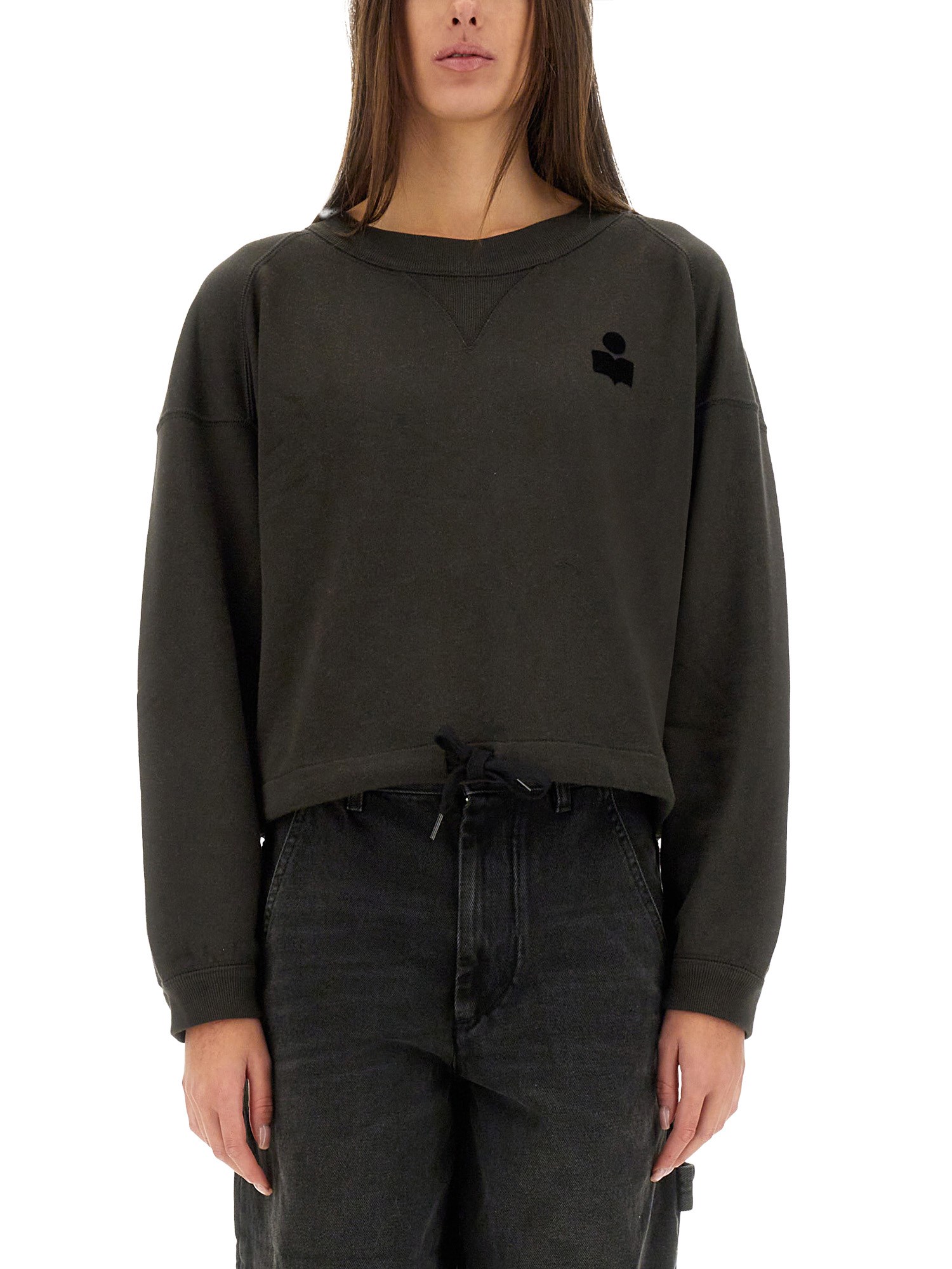 Isabel Marant Étoile Marant Etoile Margo Logo Cotton Crewneck Sweatshirt In Black