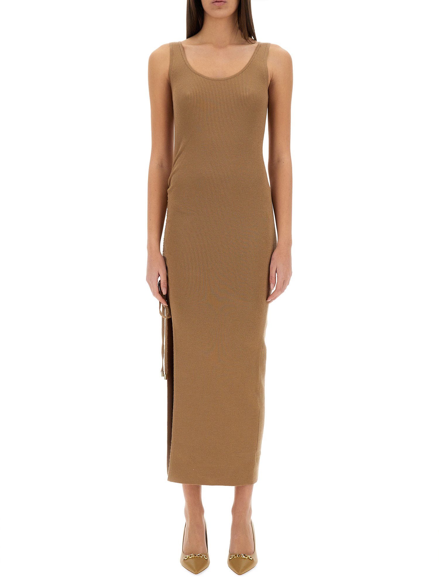 Michael Michael Kors Ruched Tank Dress In Beige