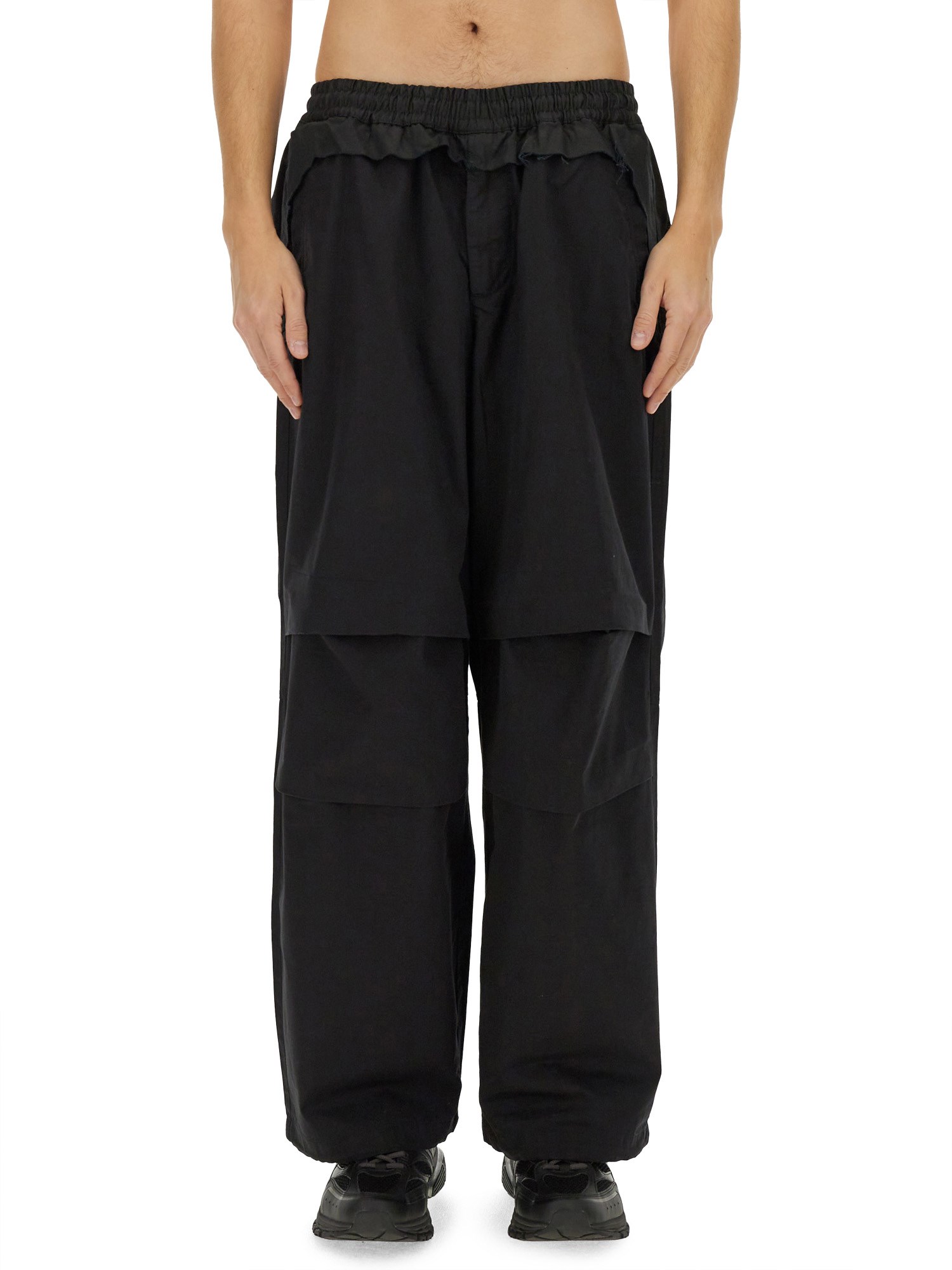 Diesel "gustaf" Layered Wide Leg Trousers In Black