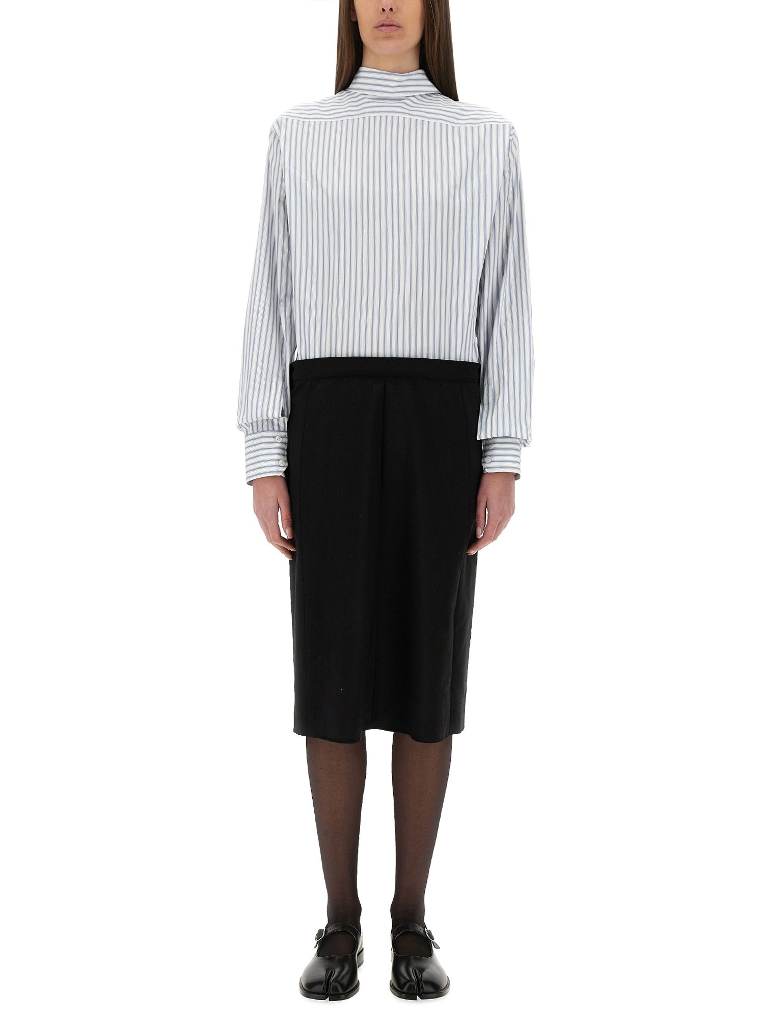 Maison Margiela Striped Dress-shirt Featuring Button Detail In Multicolour
