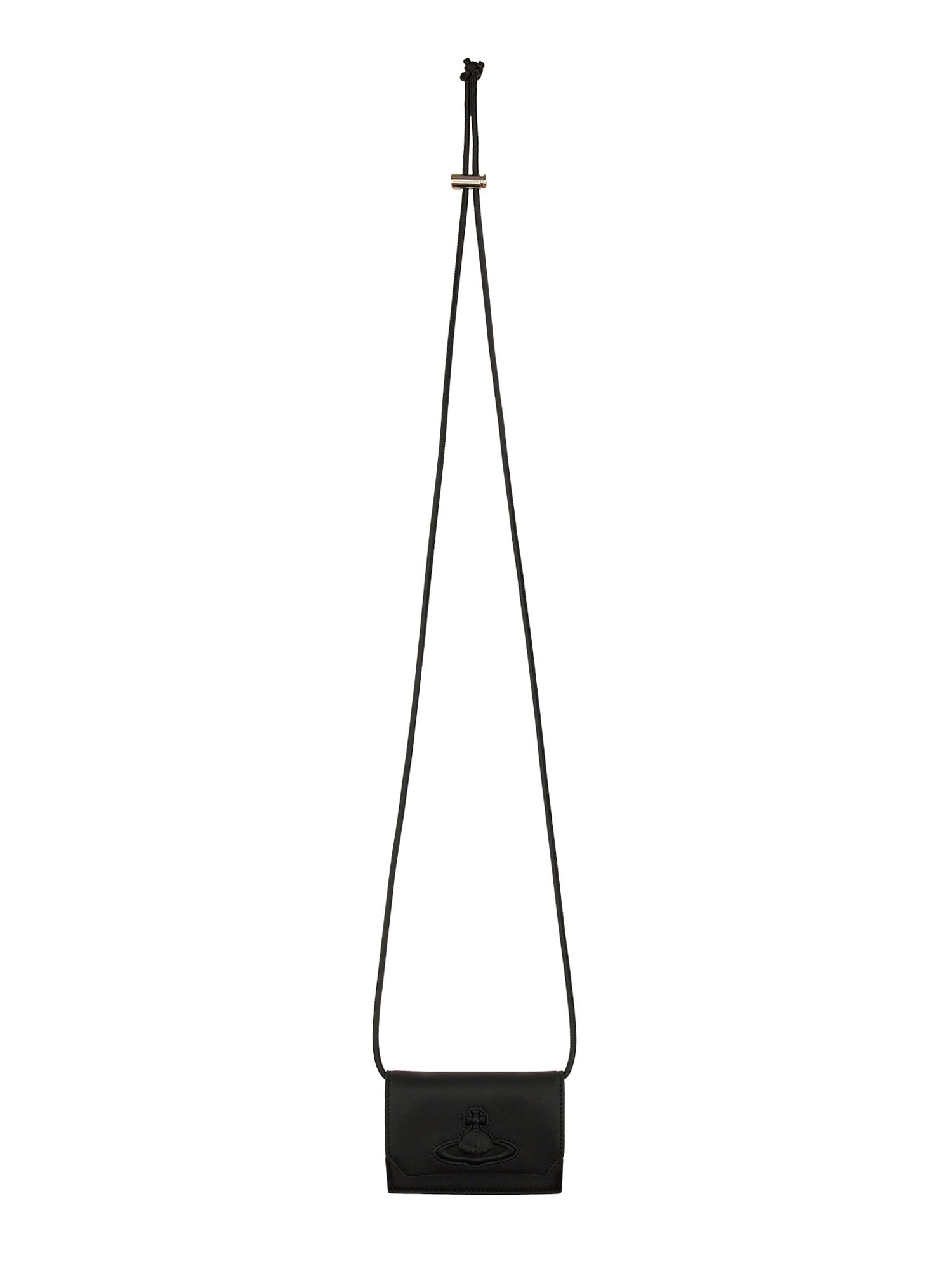 Vivienne Westwood Card Holder With Shoulder Strap In Black