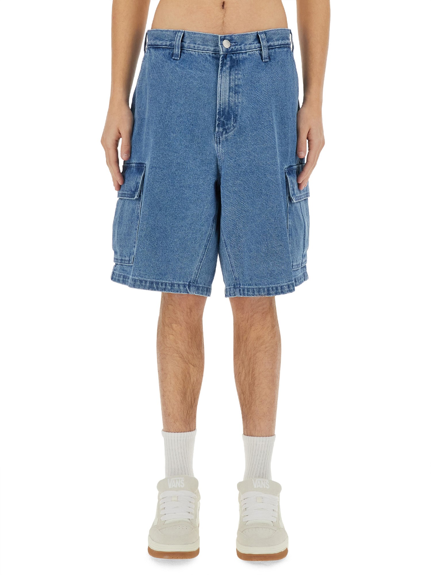 Obey Baggy Bigwig Cargo Shorts In Blue