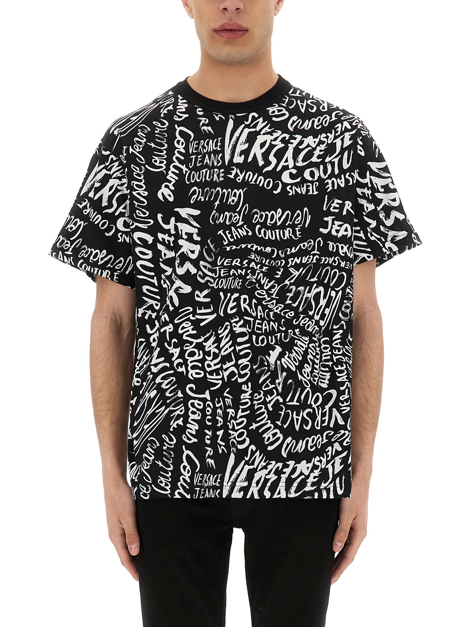 VERSACE JEANS COUTURE LOGOMANIA PRINT T-SHIRT 