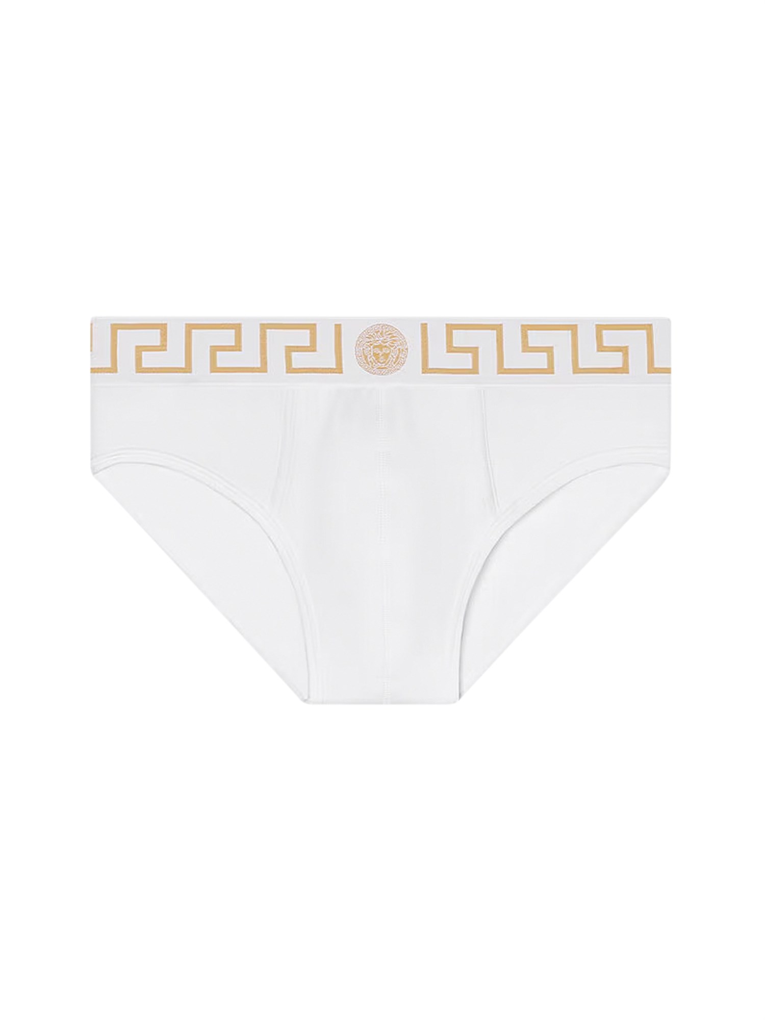 Versace Stretch Cotton Boxer Shorts With Greek Motif In White