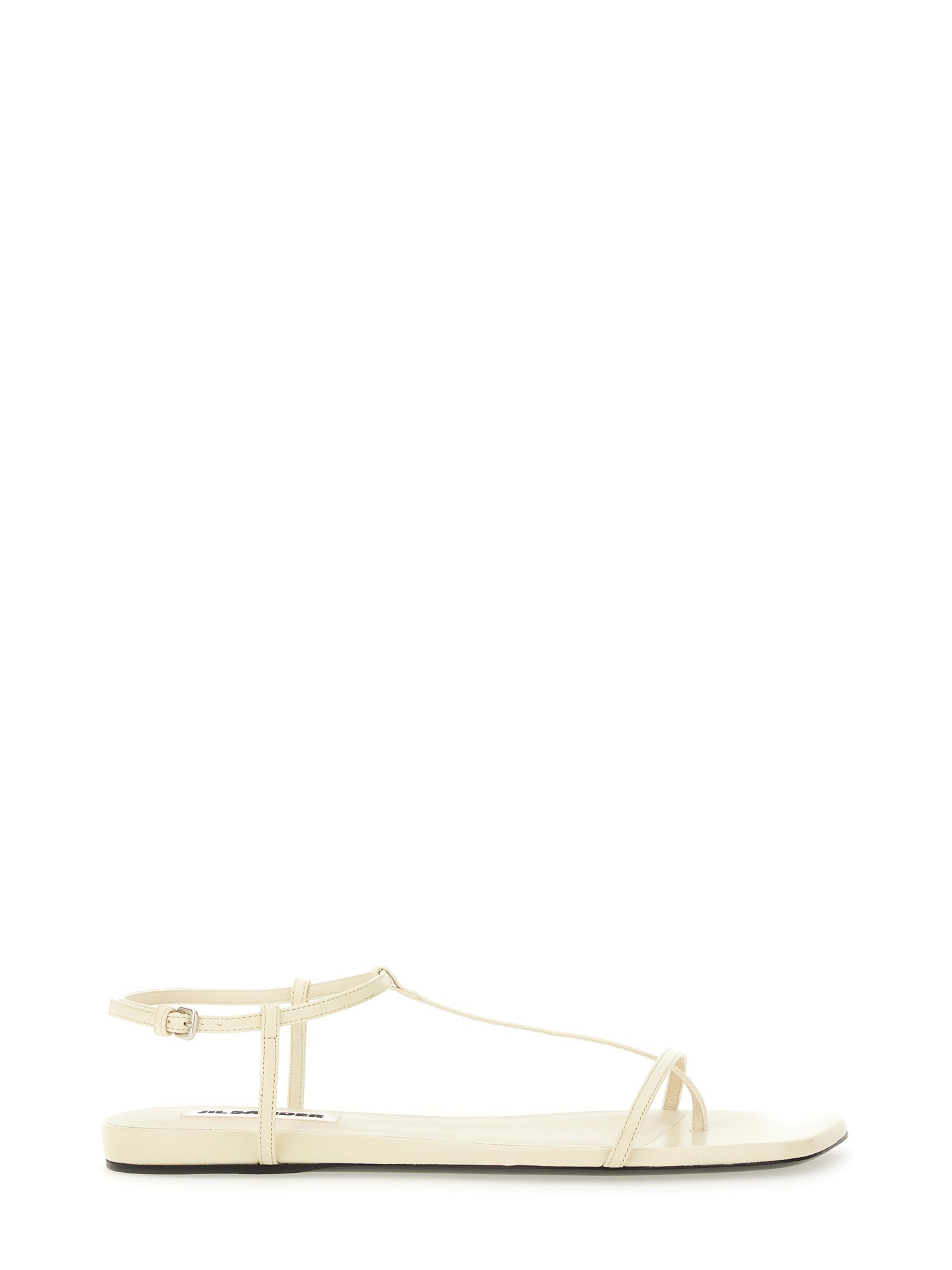Shop Jil Sander Leather Sandal In Ivory
