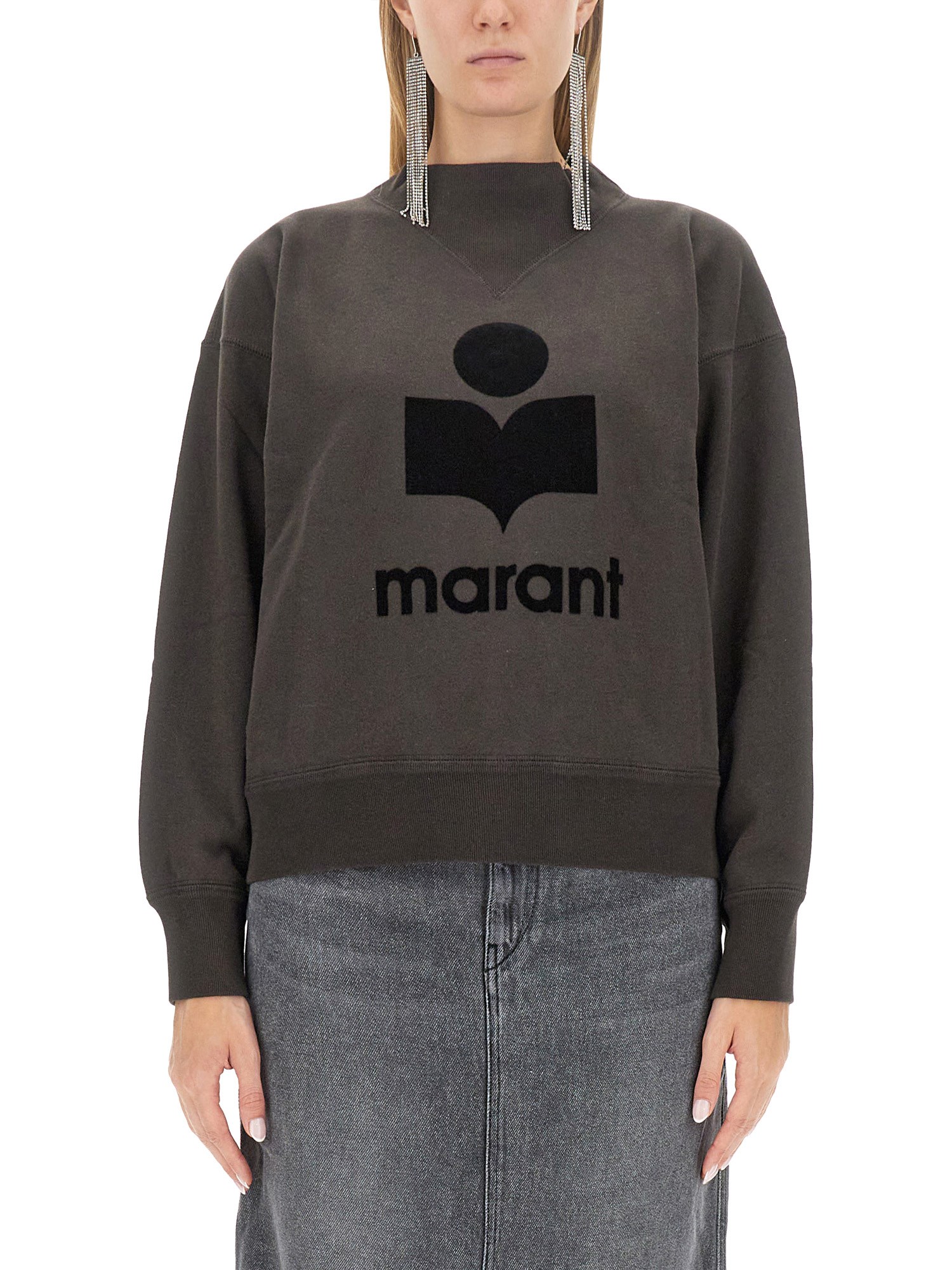Isabel Marant Étoile Isabel Marant Etoile Moby Sweatshirt With Flocked Logo In Charcoal