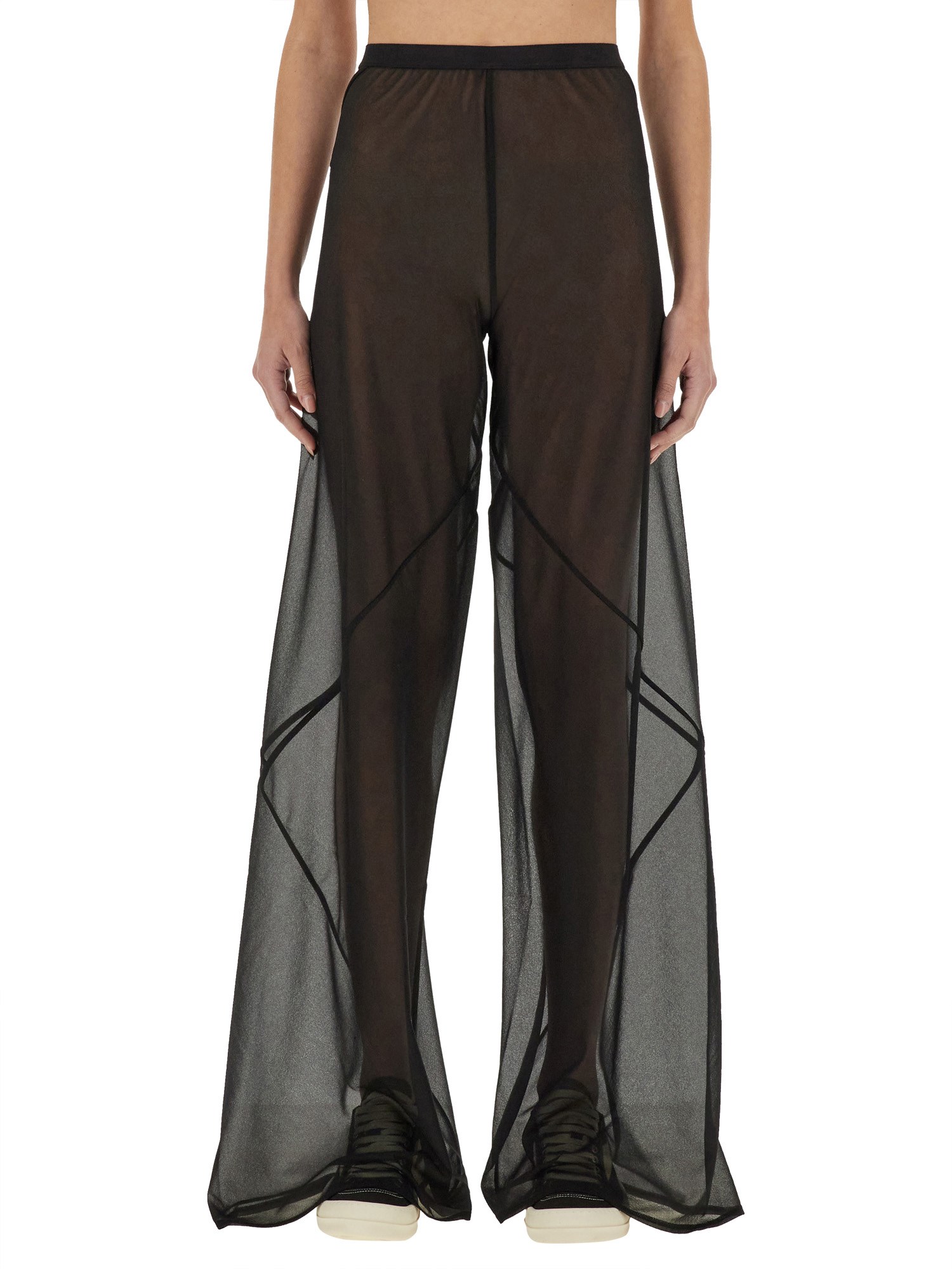 Rick Owens Bias Farrah Sheer Wide-leg Trousers In Black