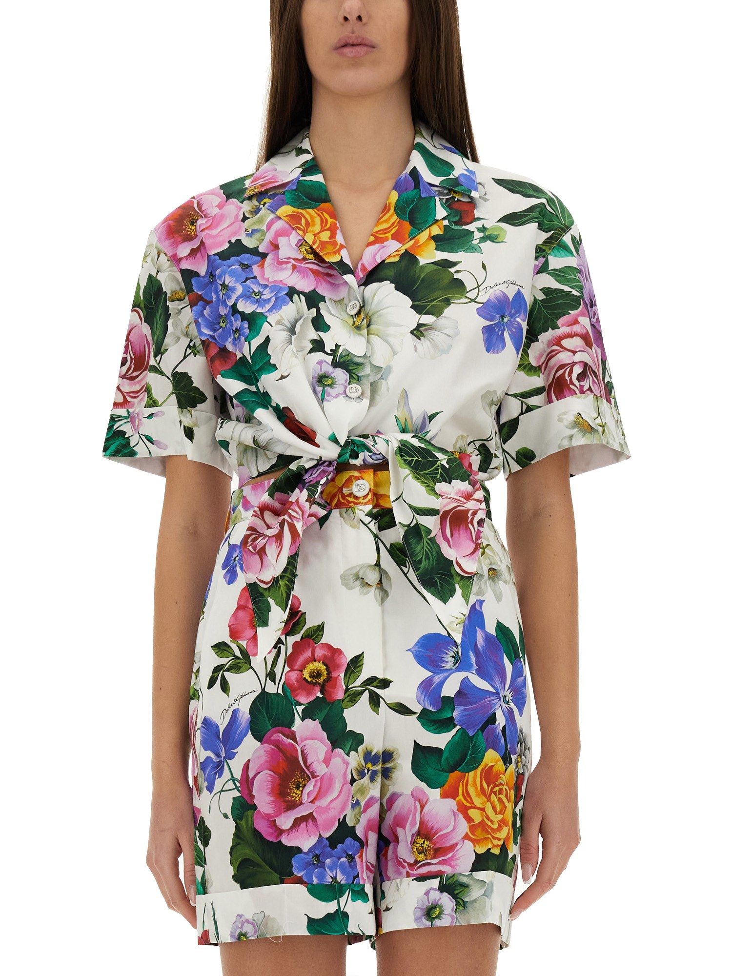 Dolce & Gabbana Shirt With Floral Pattern In Multicolour