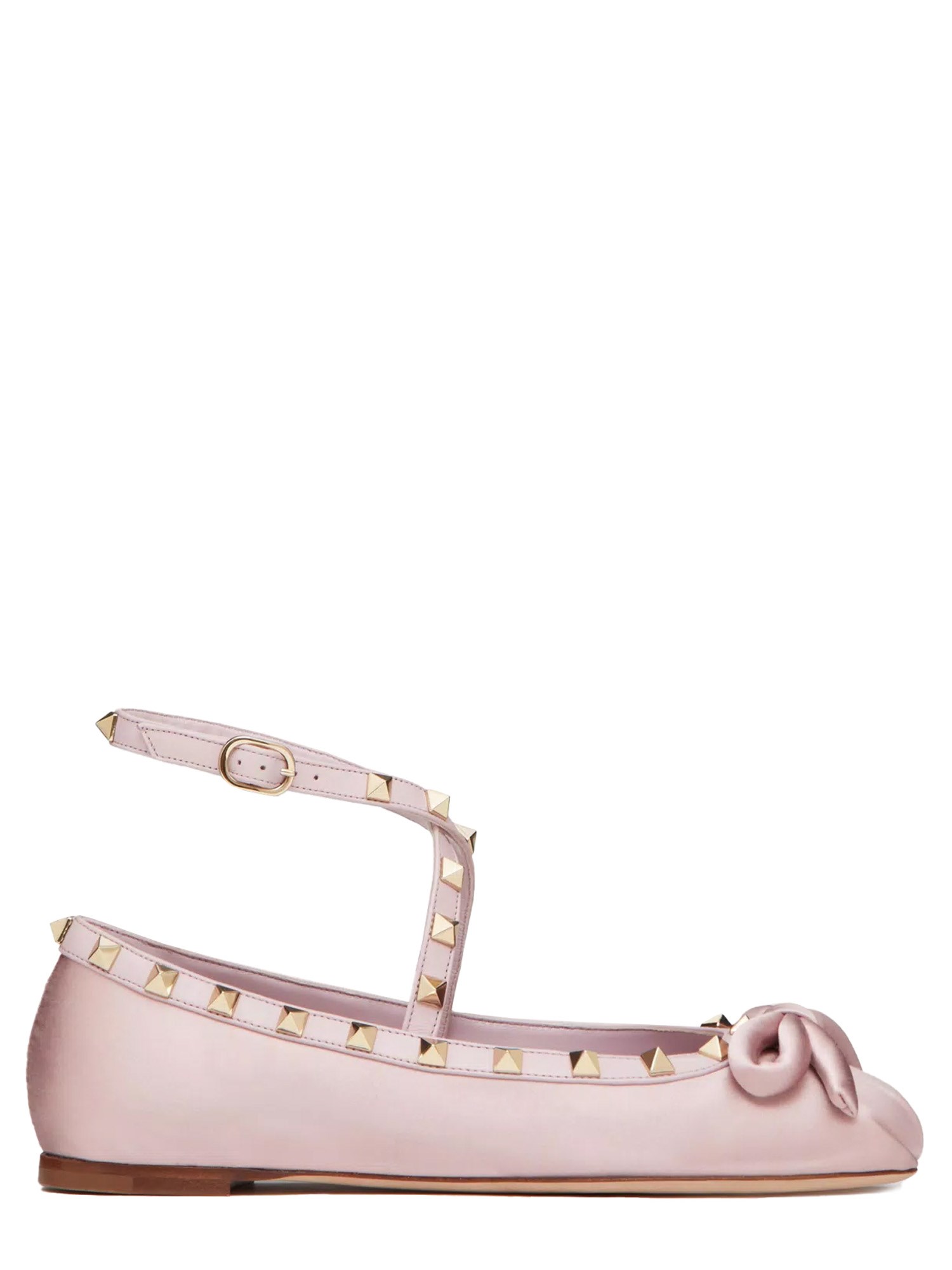 Shop Valentino Satin "rockstud" Ballerina In Lilac