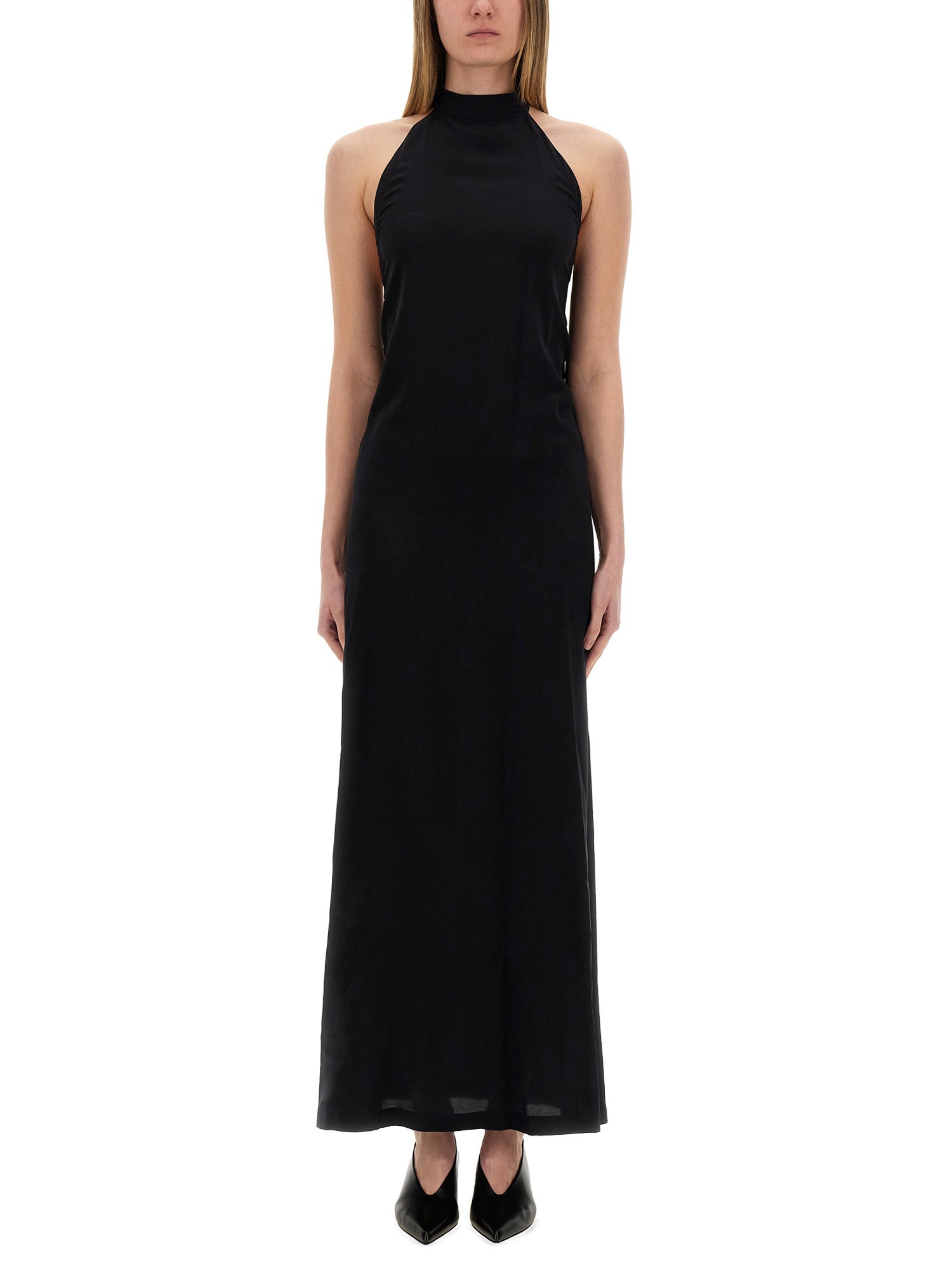 Alysi Halter-neck Maxi Dress In Black